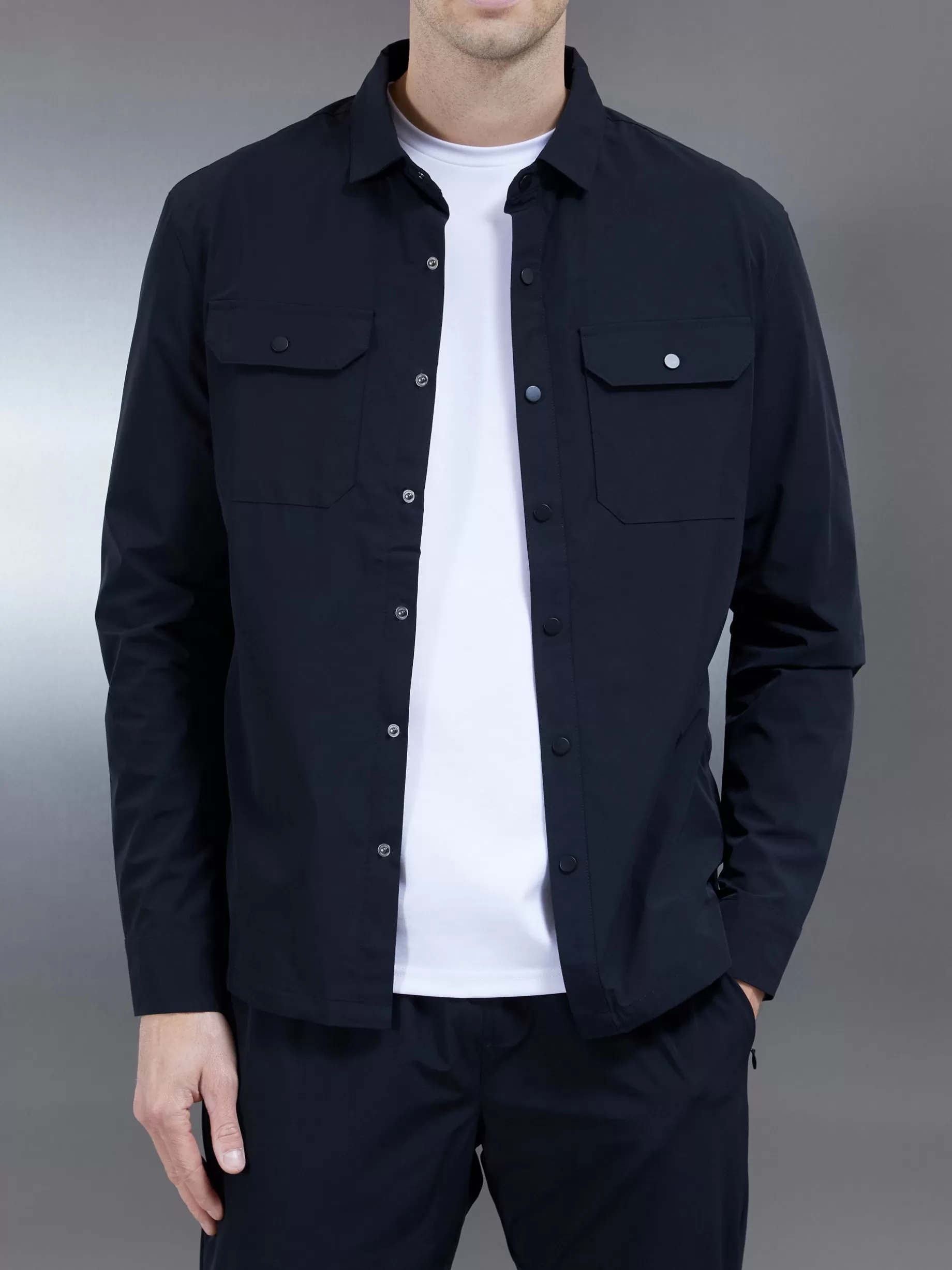 Hot ARNE Nylon Popper Overshirt - Black