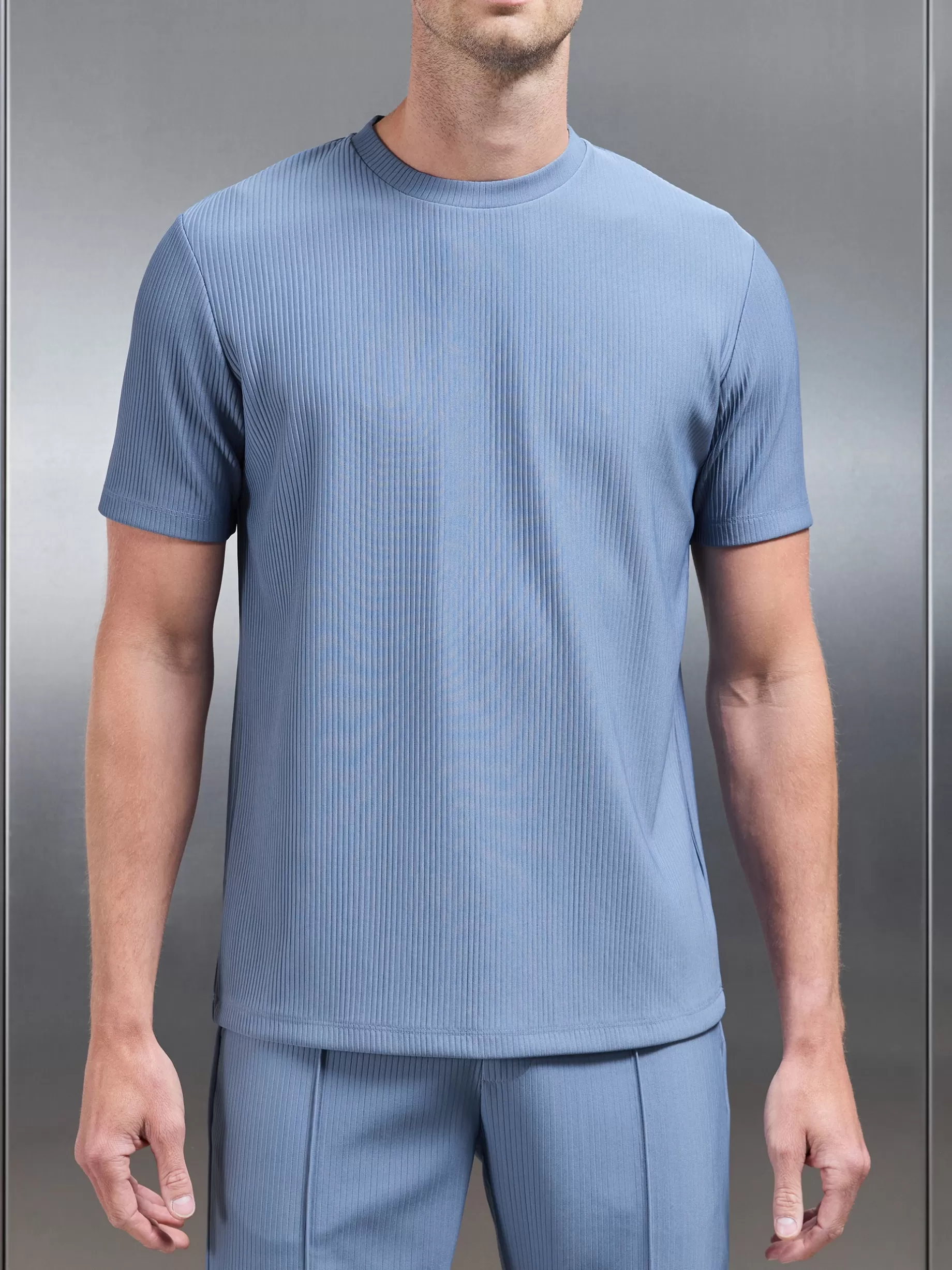 New ARNE Pleated T-Shirt - Dove Blue DoveBlue