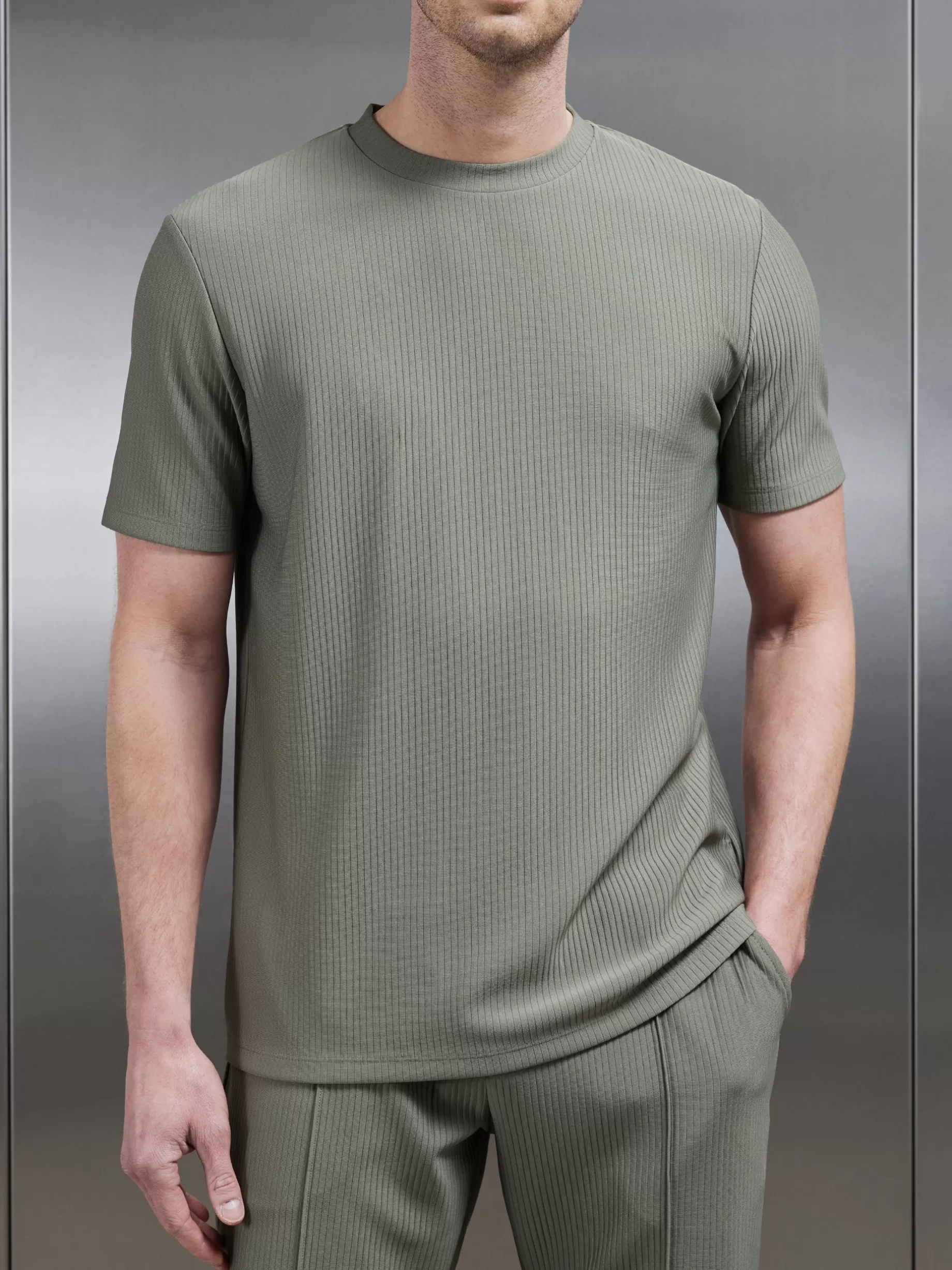 Fashion ARNE Pleated T-Shirt - Sage