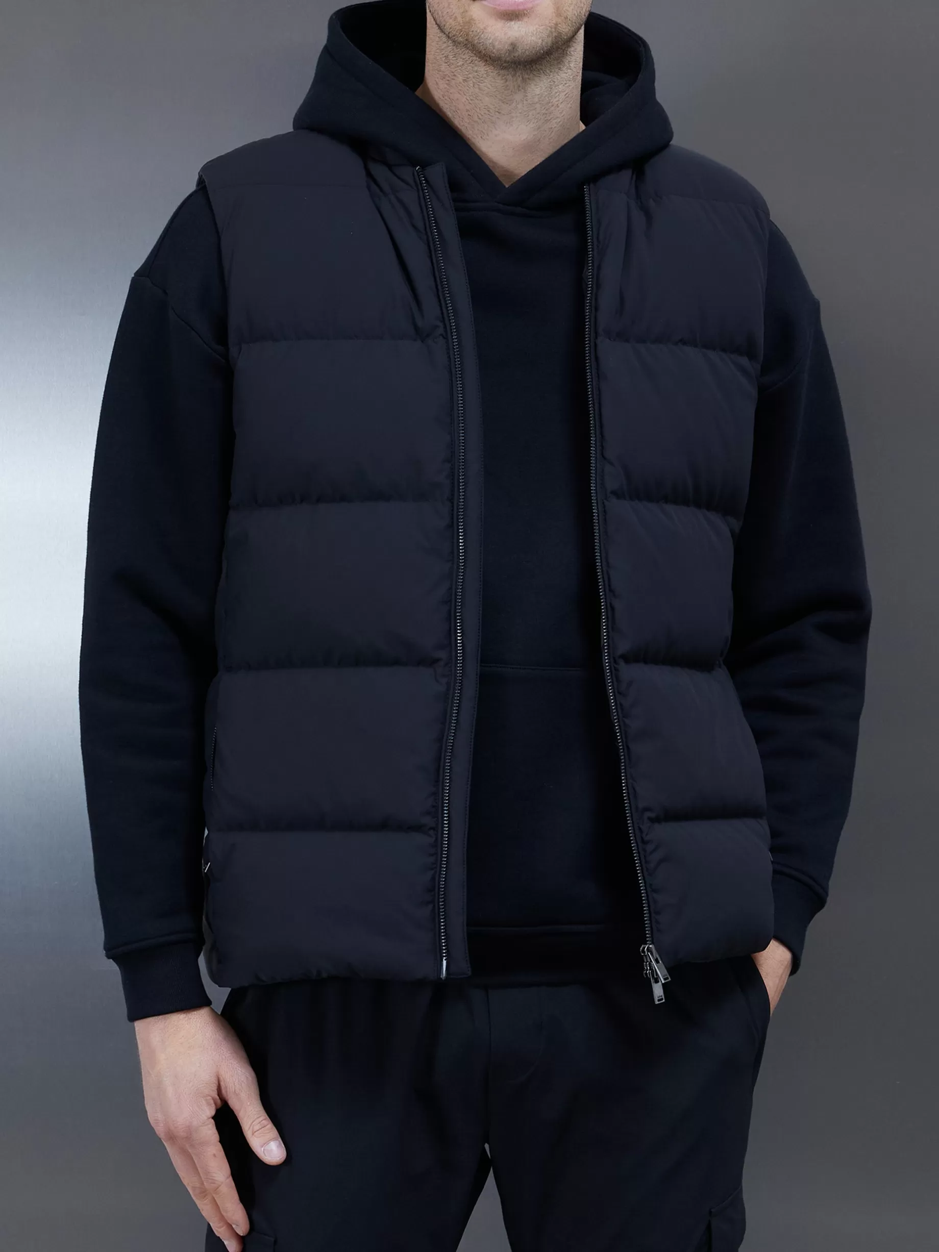 Online ARNE Quilted Bomber Gilet - Black