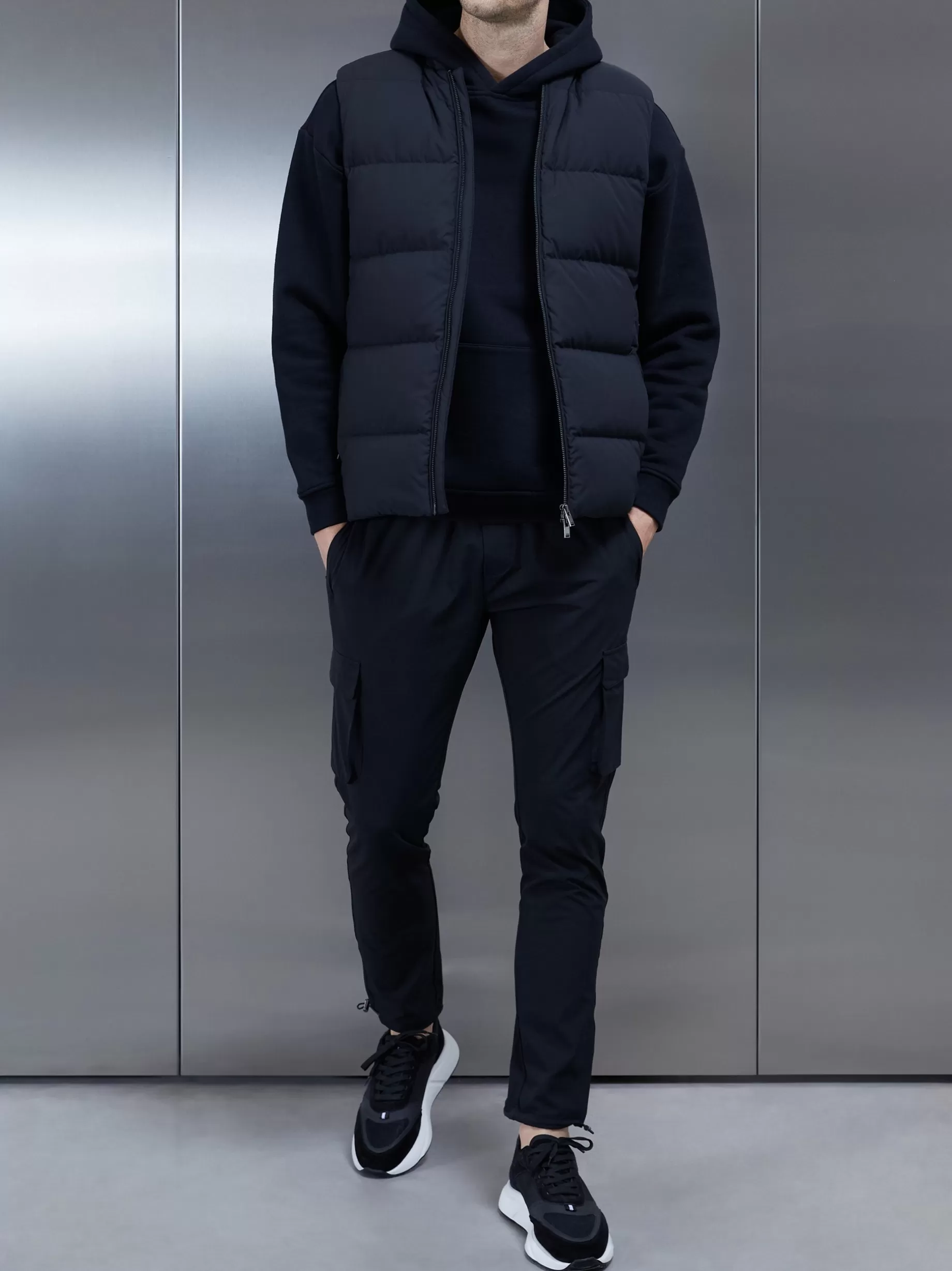 Online ARNE Quilted Bomber Gilet - Black