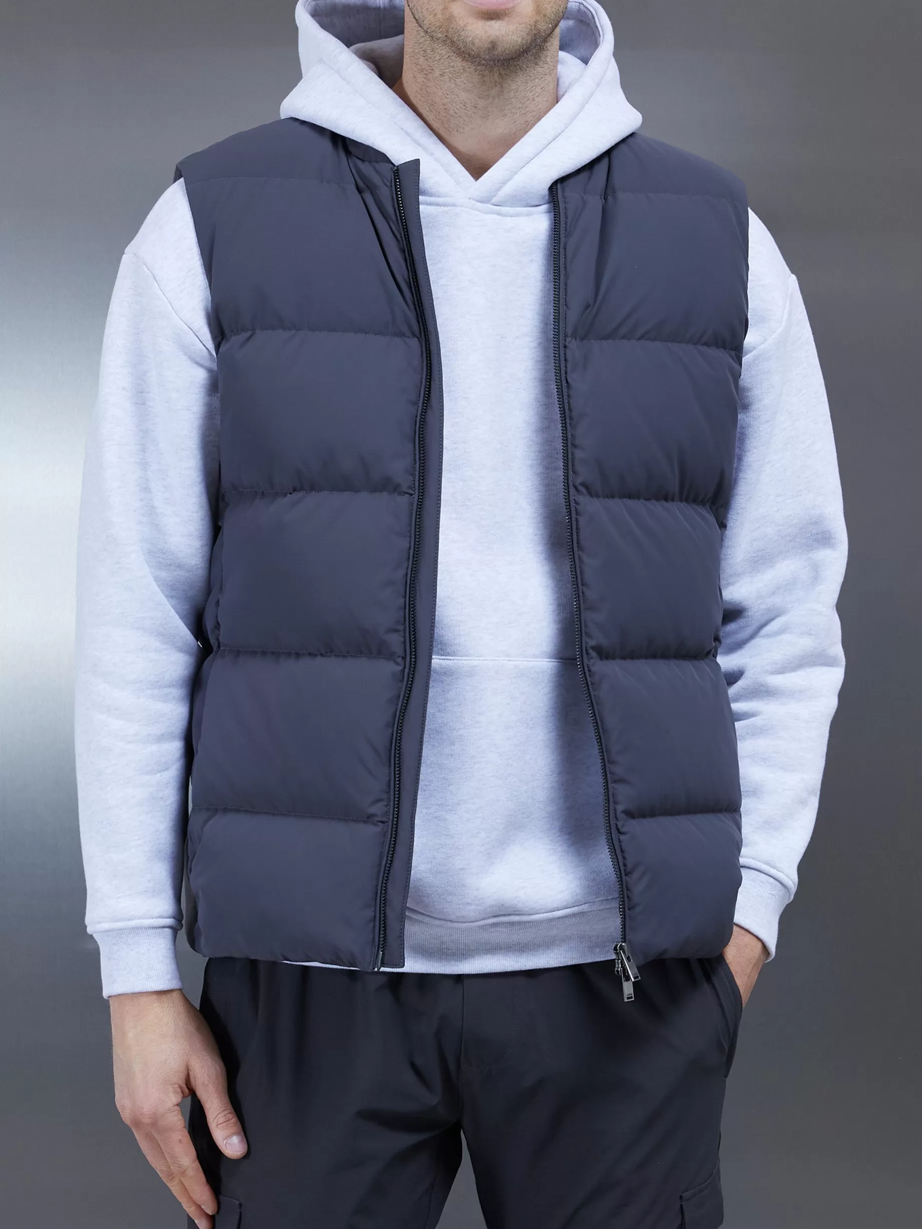 Outlet ARNE Quilted Bomber Gilet - Grey