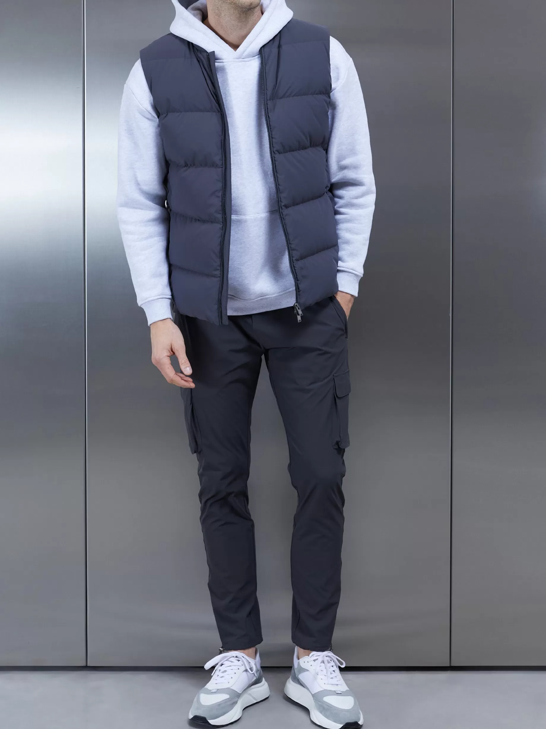 Outlet ARNE Quilted Bomber Gilet - Grey