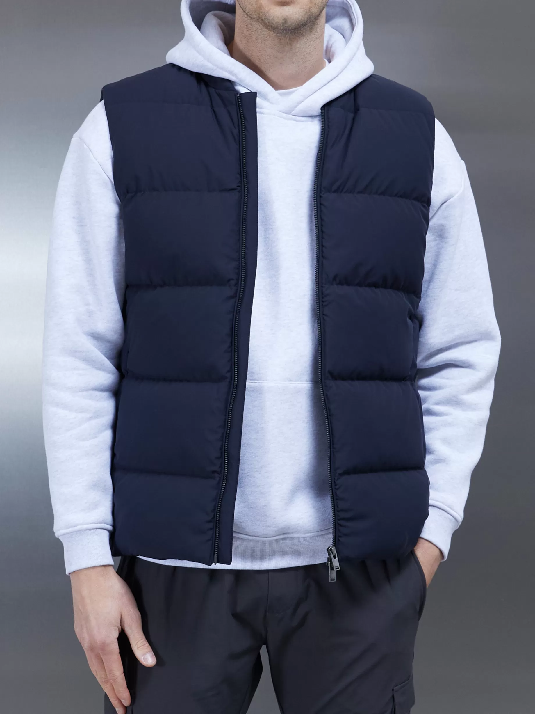 Discount ARNE Quilted Bomber Gilet - Navy