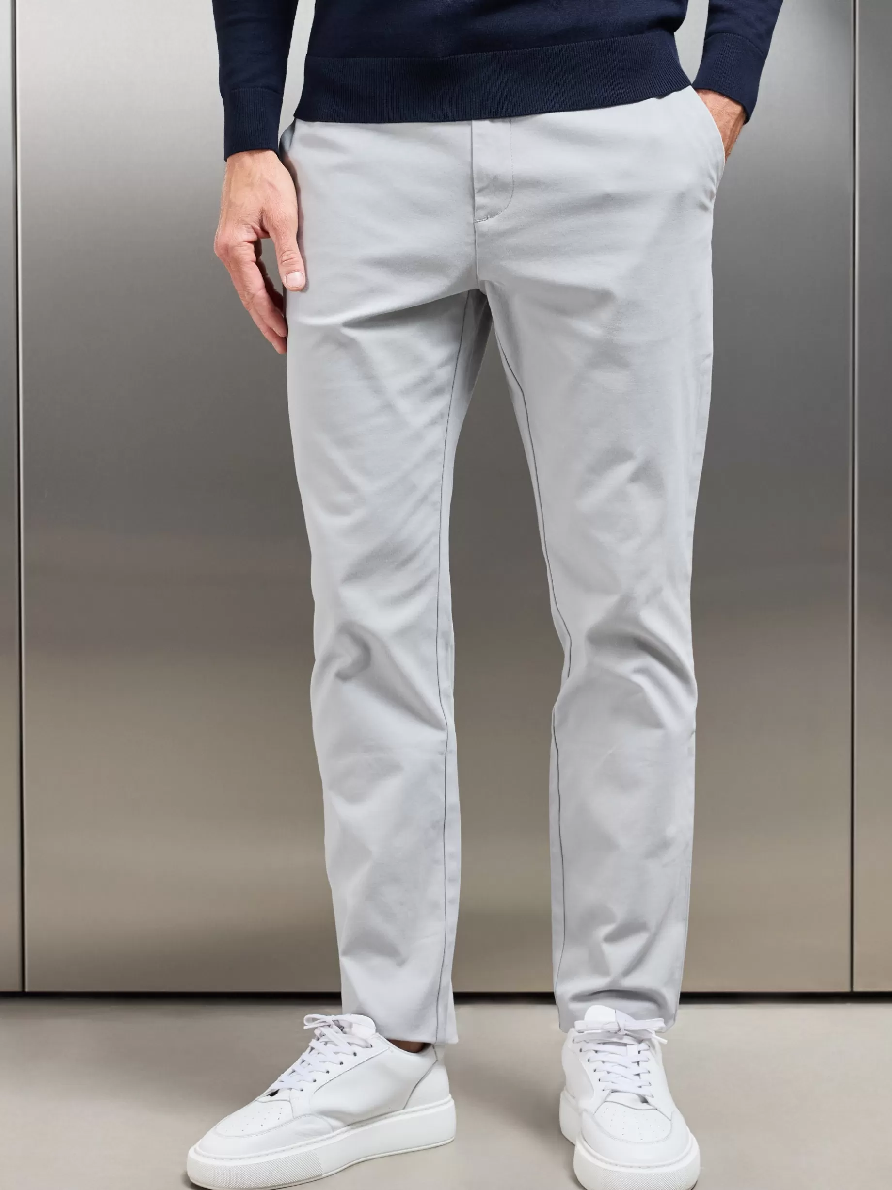 Fashion ARNE Relaxed Fit Chino Trouser - Mid Grey MidGrey