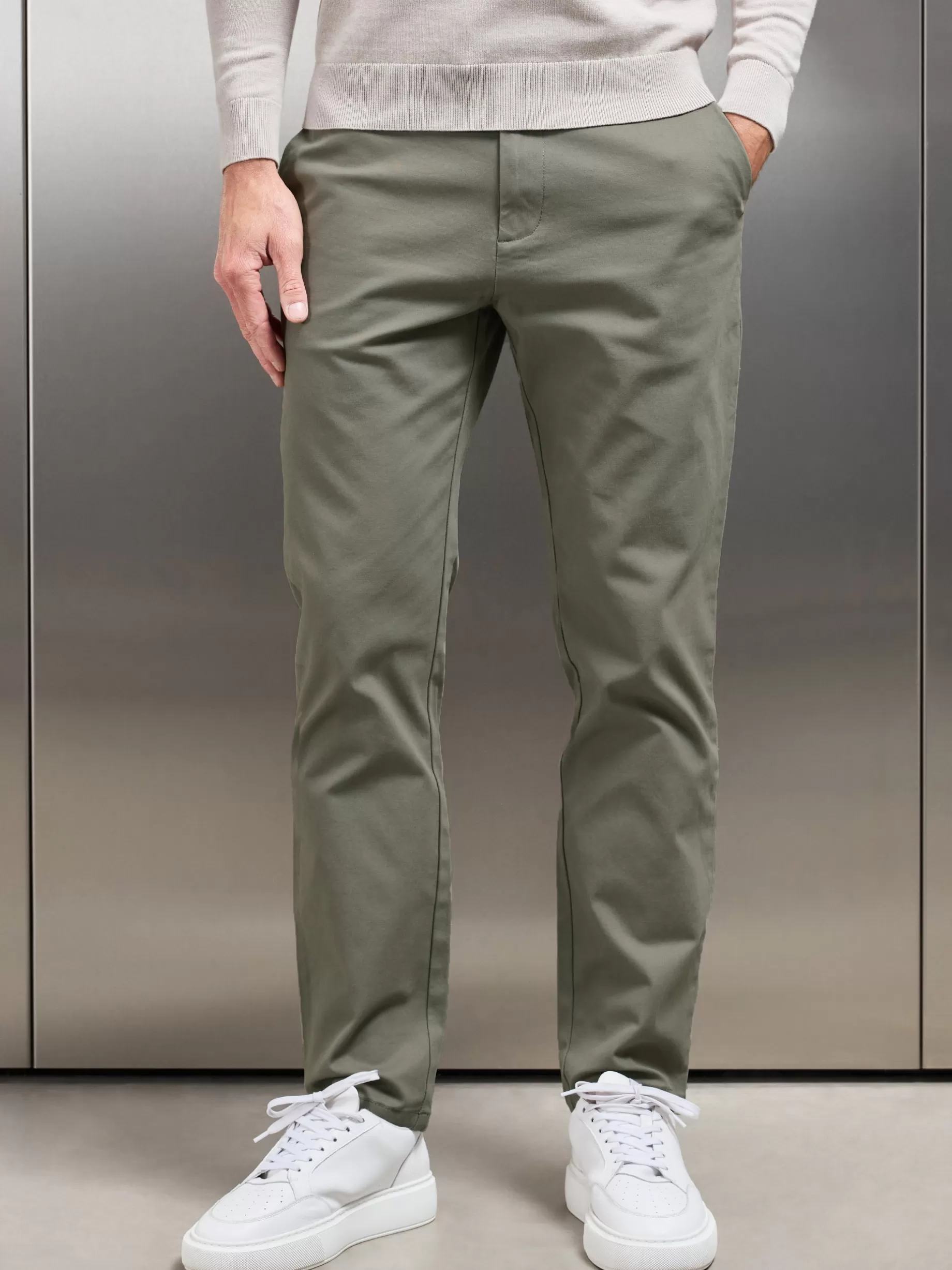 Best Sale ARNE Relaxed Fit Chino Trouser - Olive