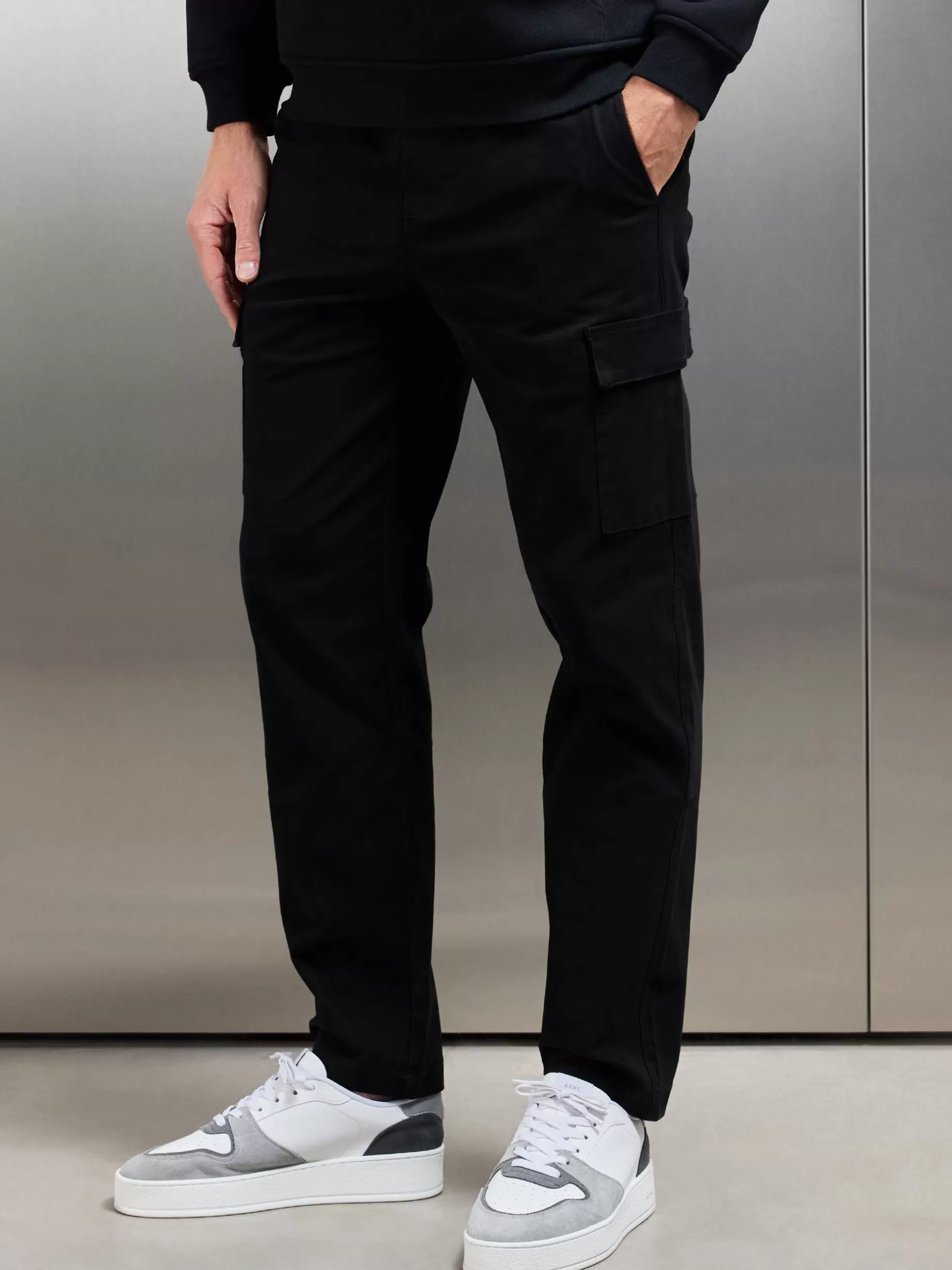 Flash Sale ARNE Relaxed Fit Cotton Cargo Pant - Black