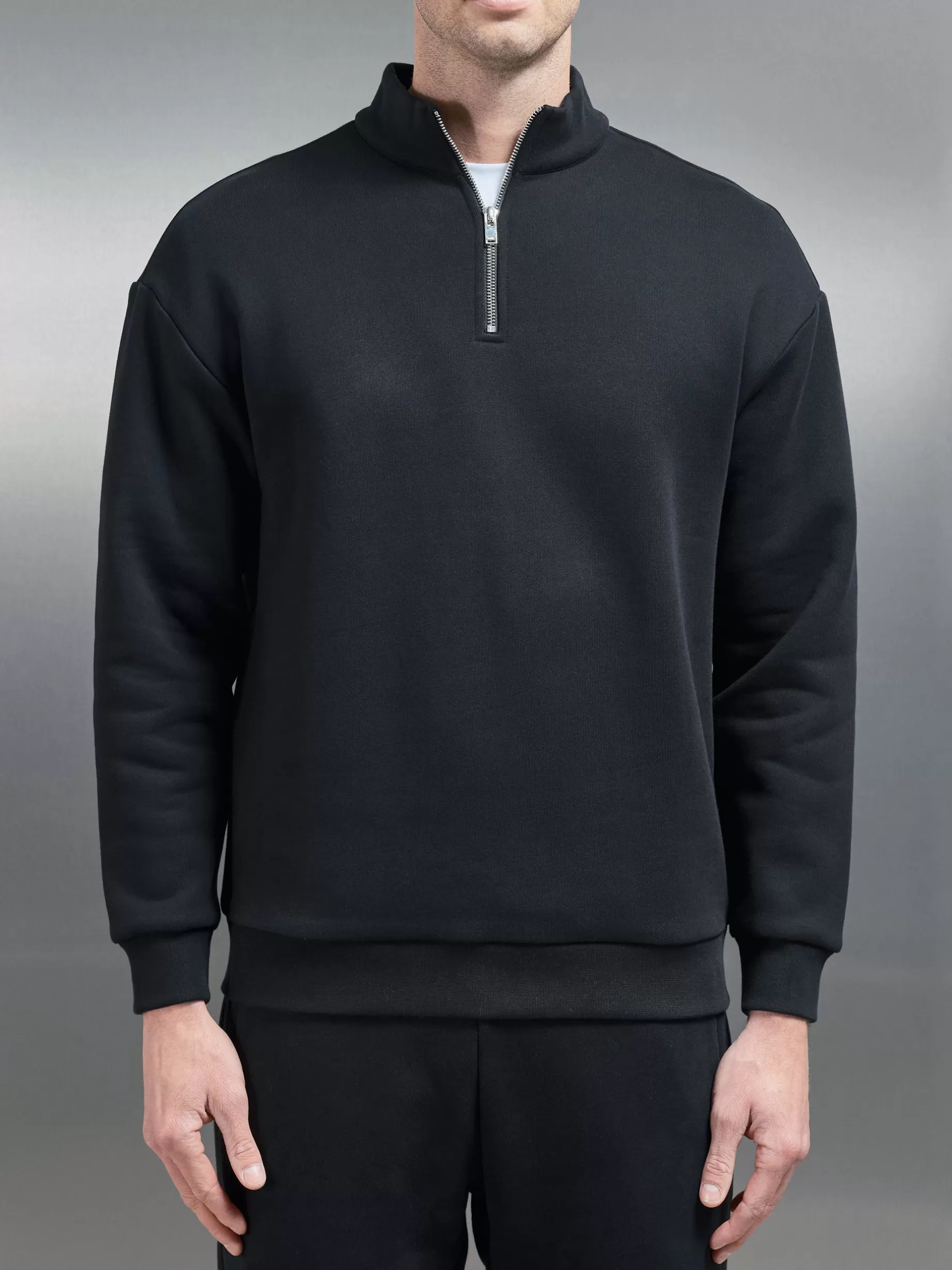 Best ARNE Relaxed Fit Half Zip - Black