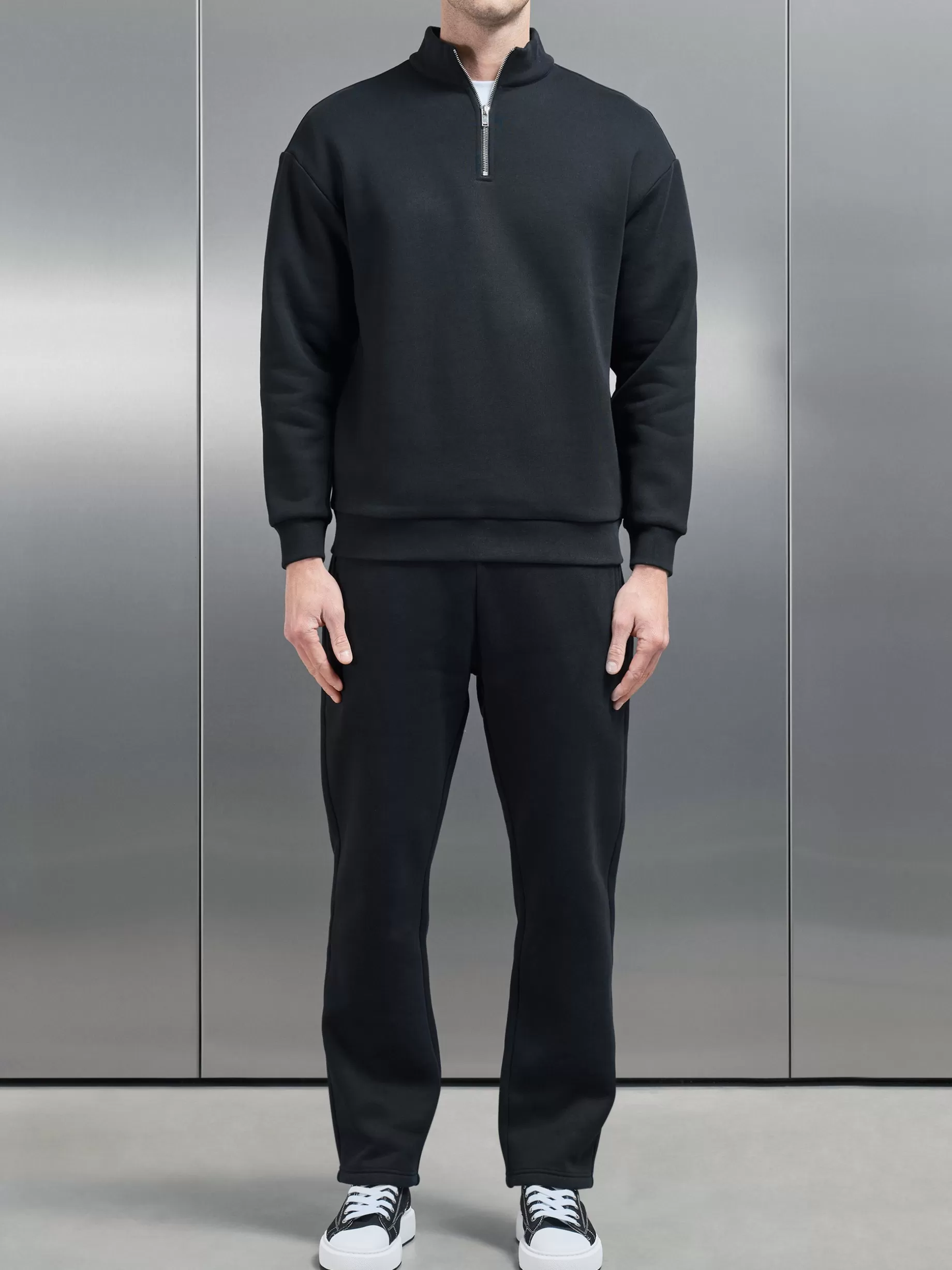 Best ARNE Relaxed Fit Half Zip - Black