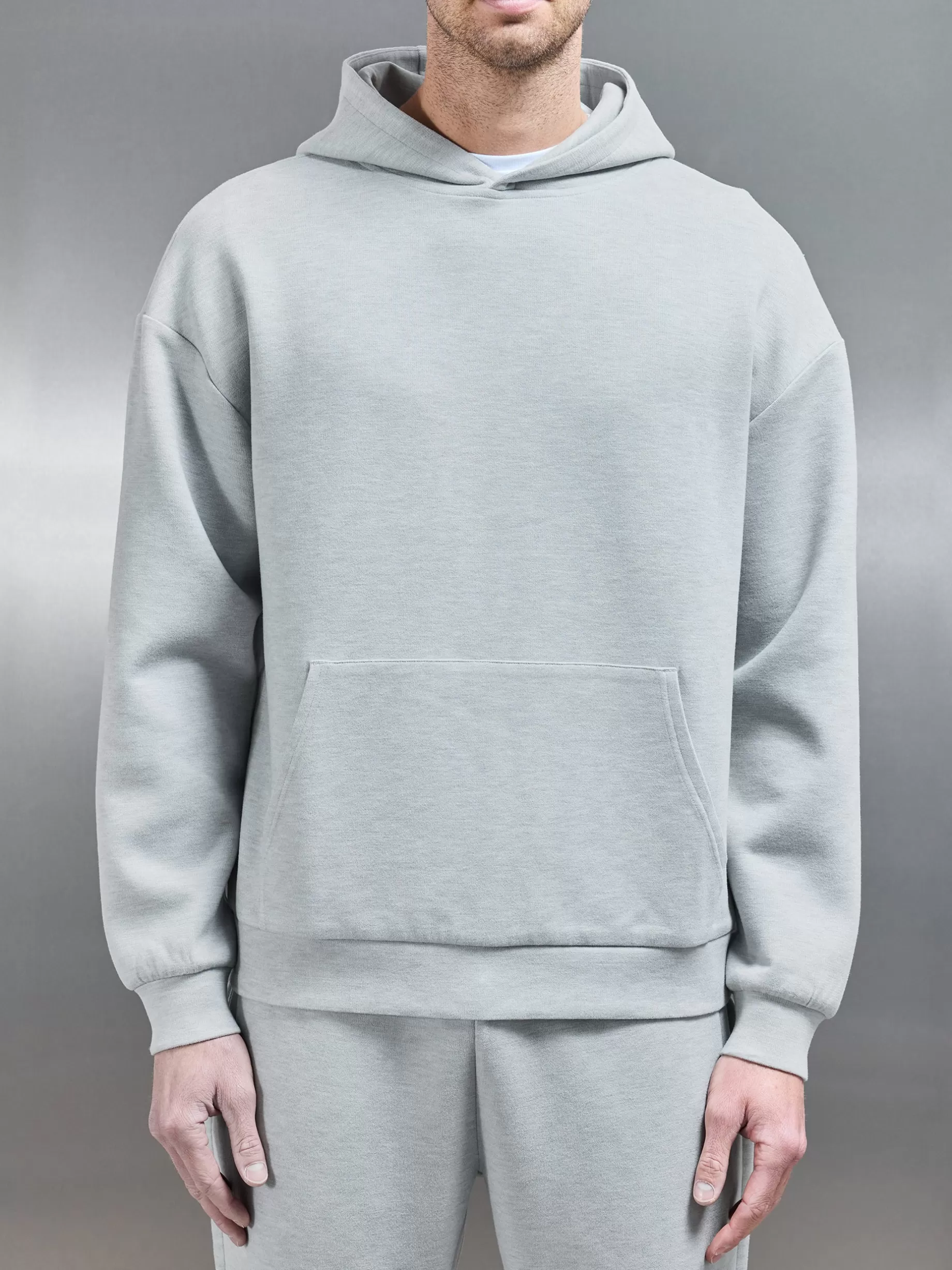 Fashion ARNE Relaxed Fit Knitted Hoodie - Marl Grey MarlGrey