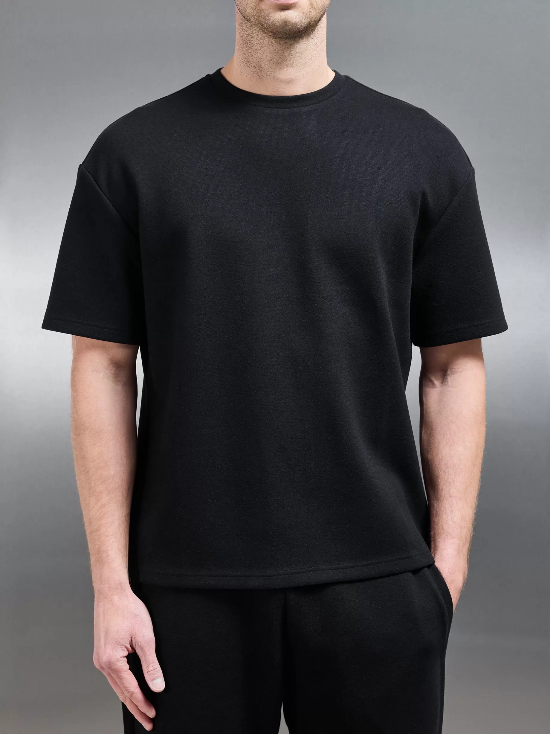 Sale ARNE Relaxed Fit Knitted T-Shirt - Black