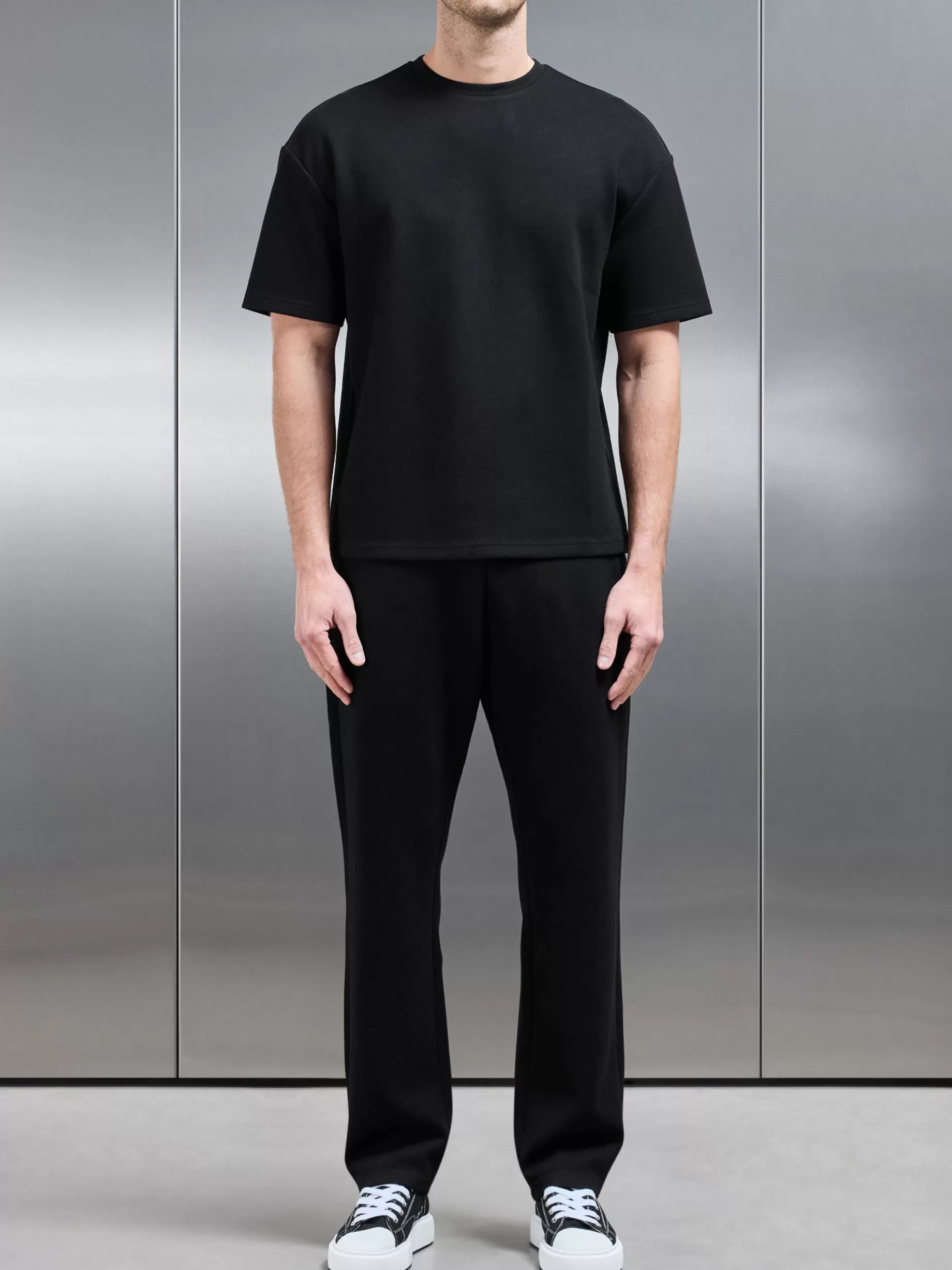 Sale ARNE Relaxed Fit Knitted T-Shirt - Black