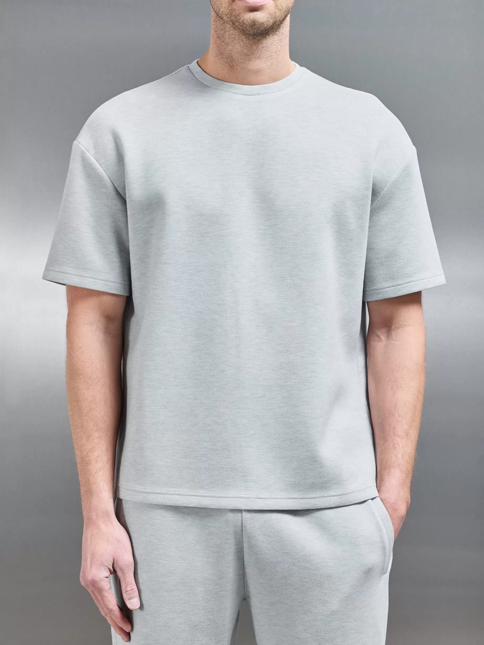 Best ARNE Relaxed Fit Knitted T-Shirt - Marl Grey MarlGrey