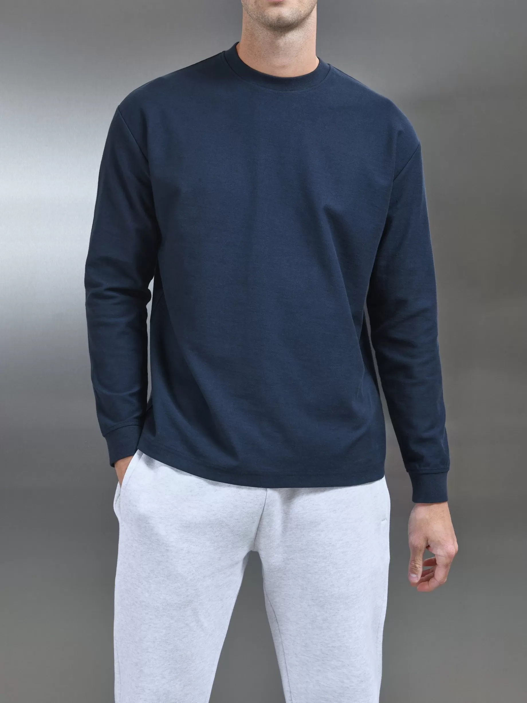 Flash Sale ARNE Relaxed Fit Long Sleeve T-Shirt - Navy