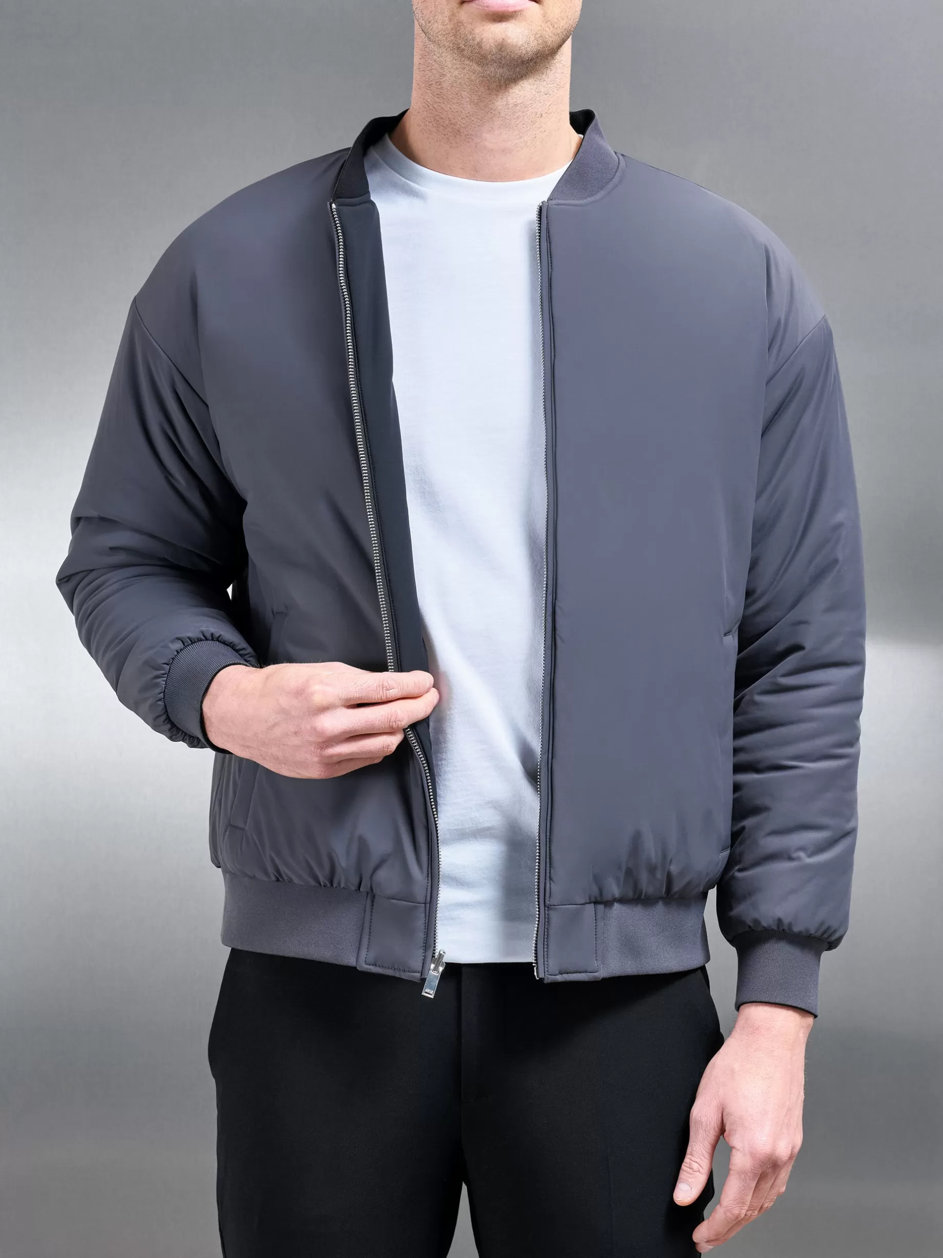 Online ARNE Relaxed Padded Reversible Bomber Jacket - Black Grey BlackGrey