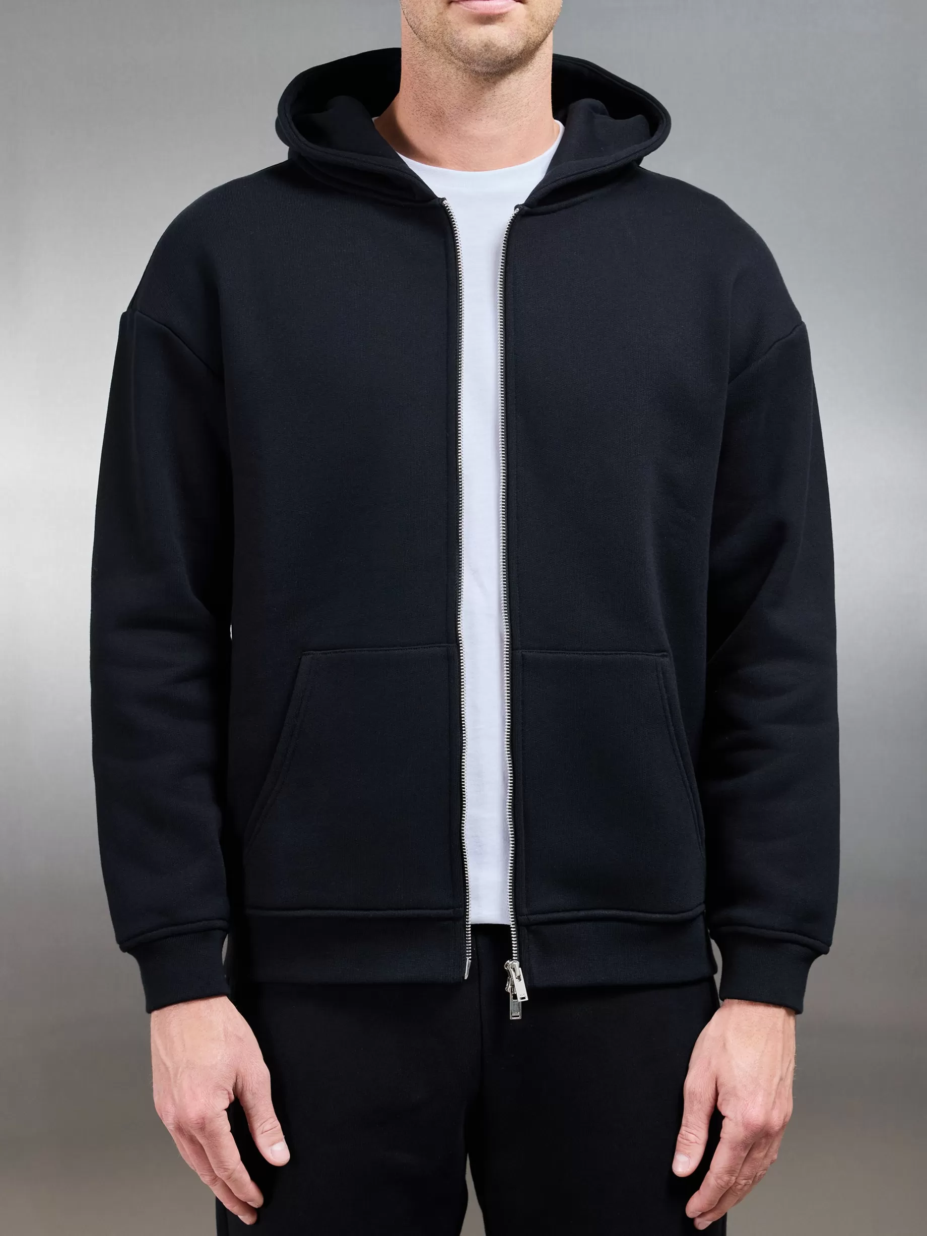 Flash Sale ARNE Relaxed Zip Through Hoodie - Black