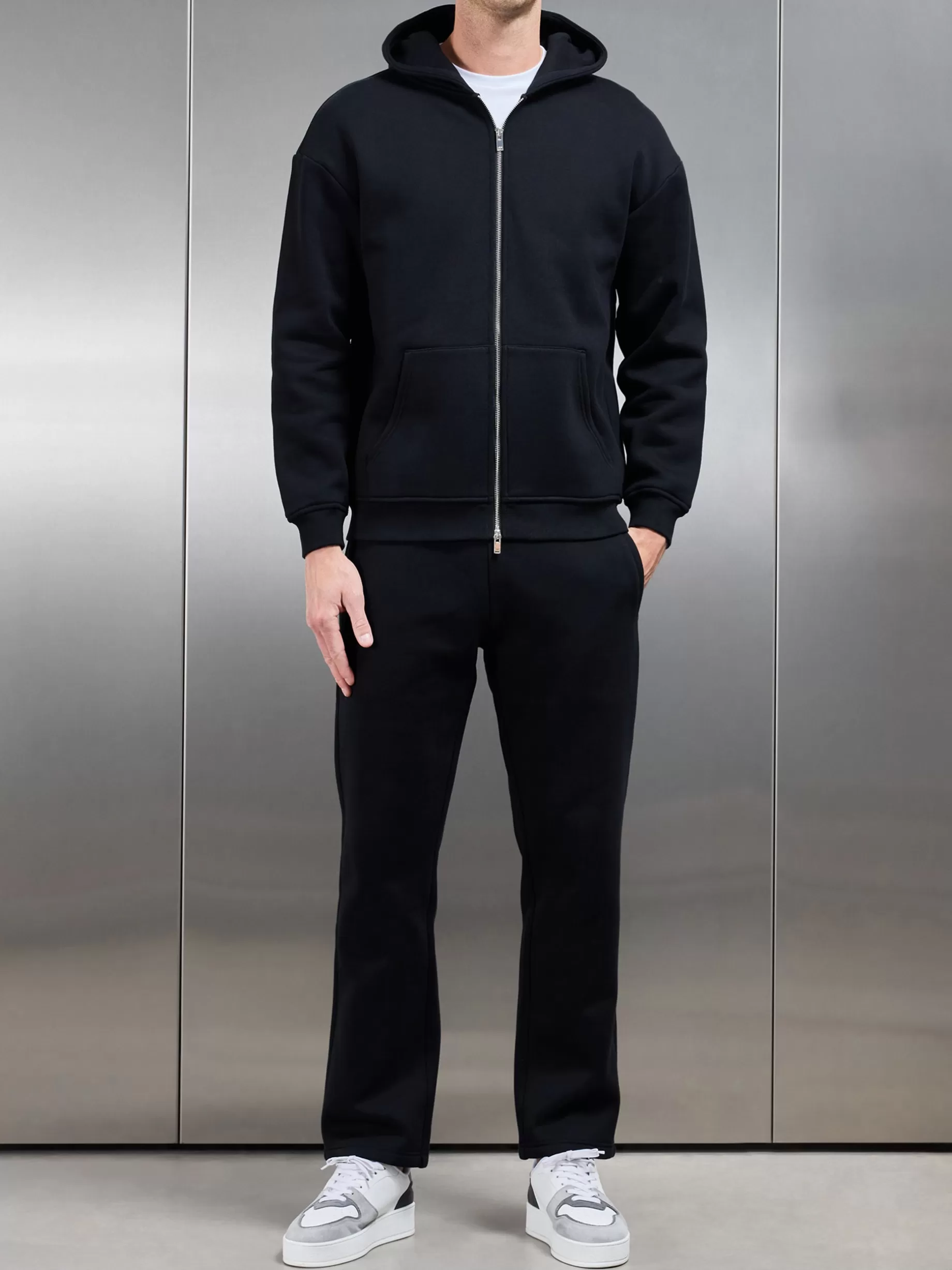 Flash Sale ARNE Relaxed Zip Through Hoodie - Black