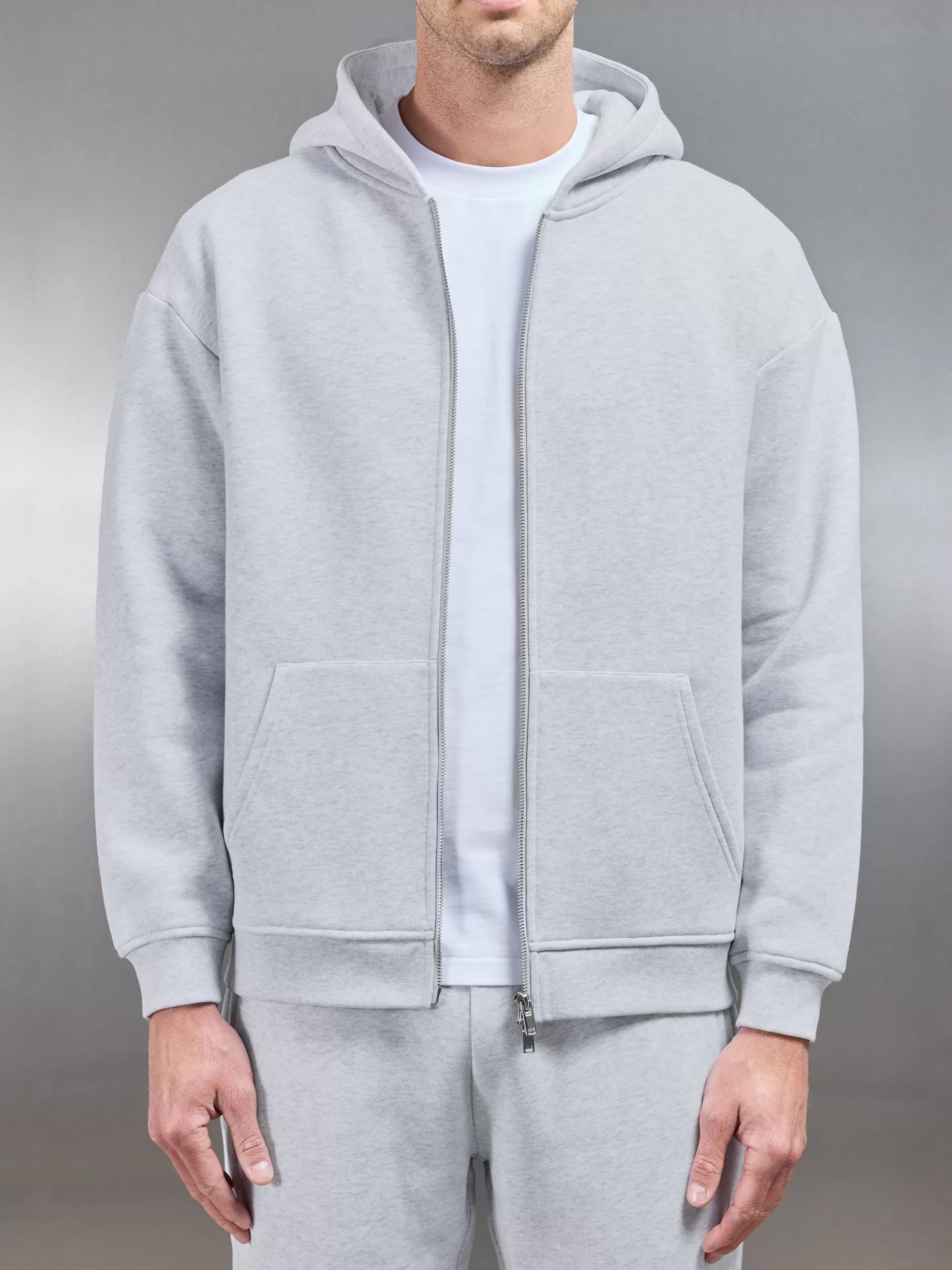 Outlet ARNE Relaxed Zip Through Hoodie - Marl Grey MarlGrey