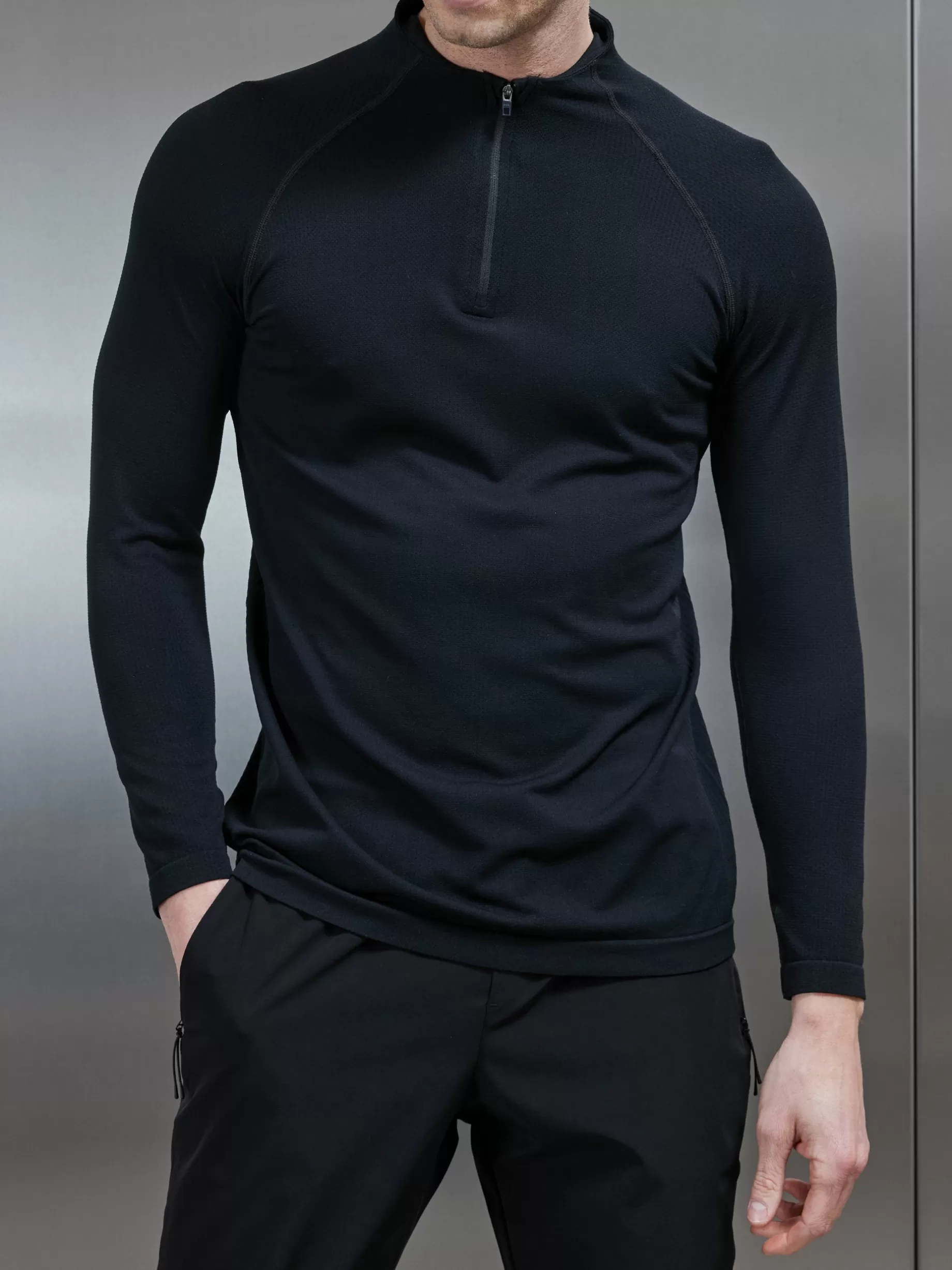 Shop ARNE Seamless Performance Quarter Zip - Black