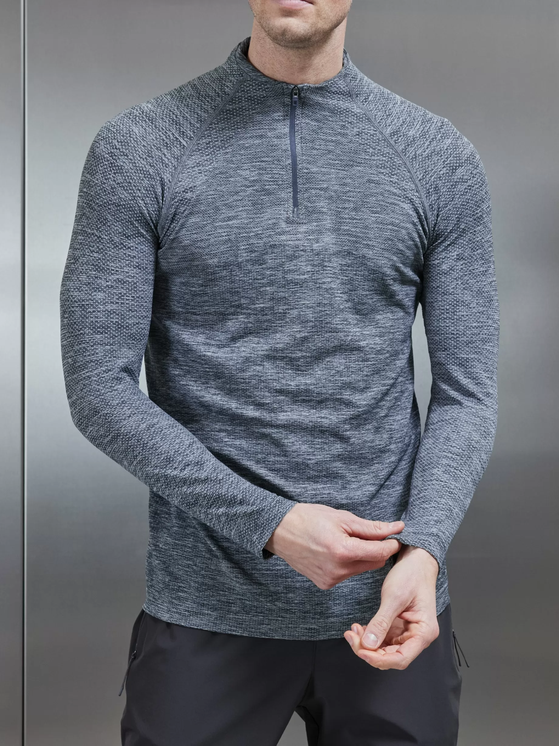 Discount ARNE Seamless Performance Quarter Zip - Marl Grey MarlGrey