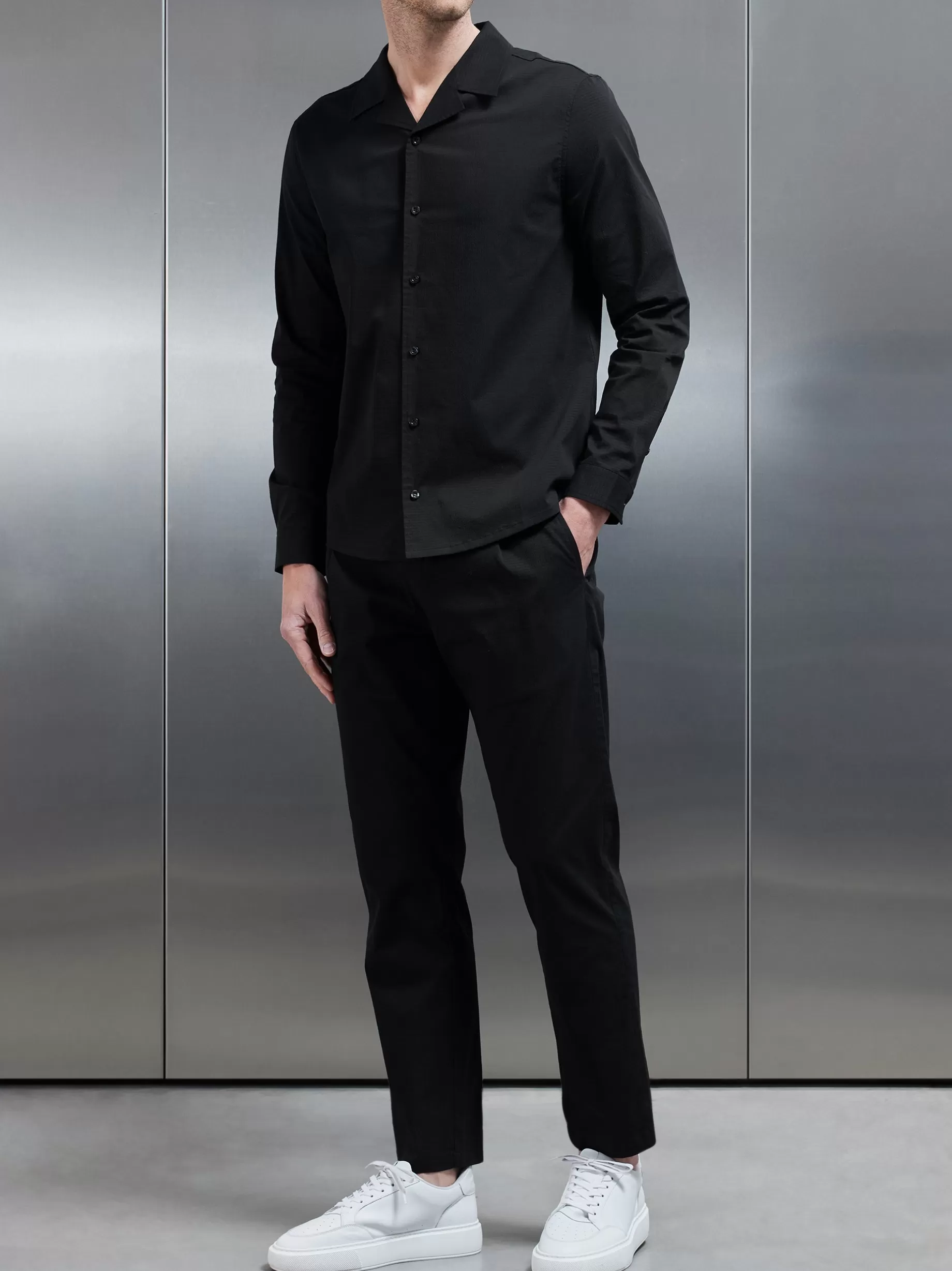 Discount ARNE Seersucker Trouser - Black