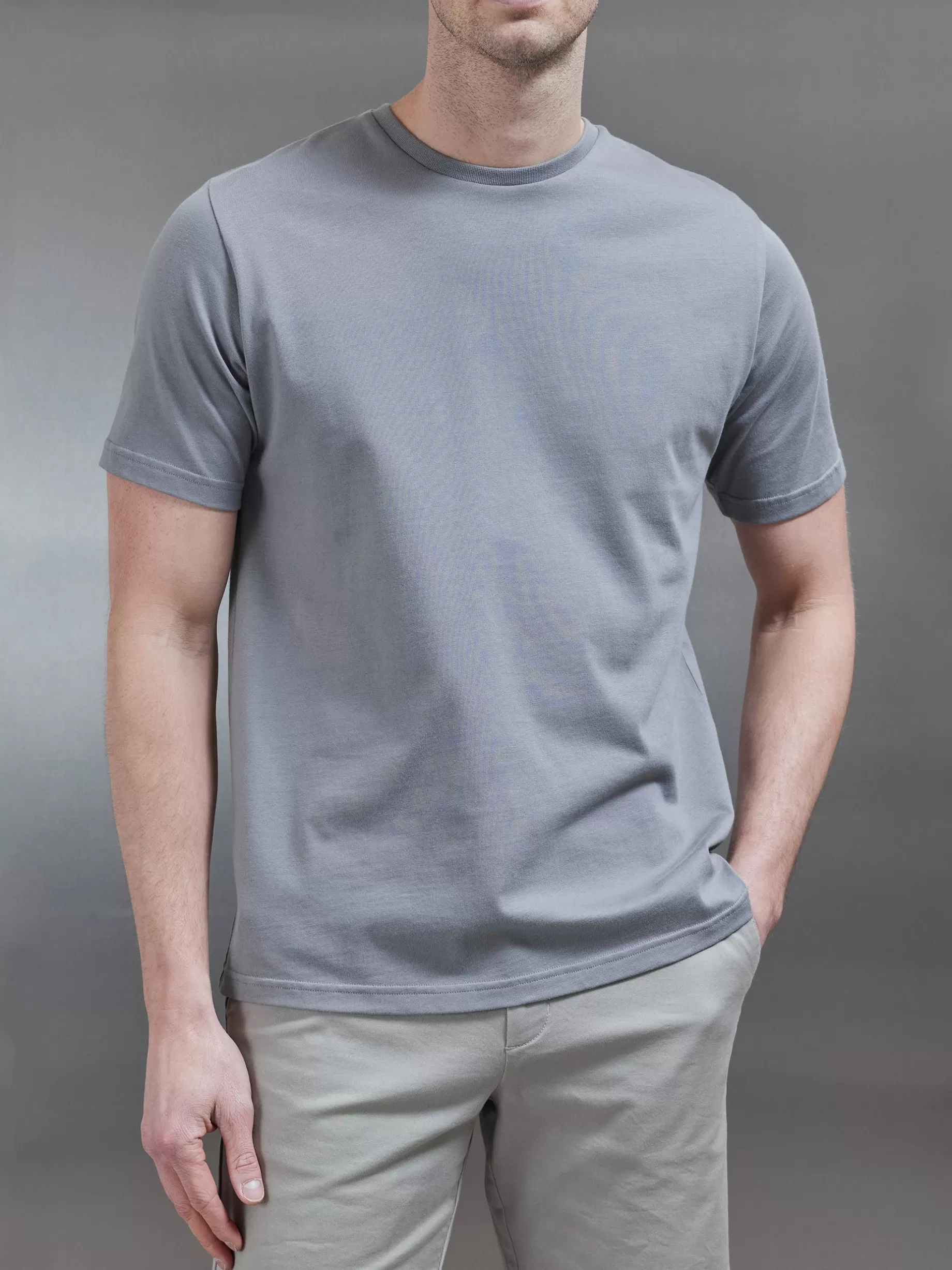 Sale ARNE Slim Fit Cotton T-Shirt - Grey