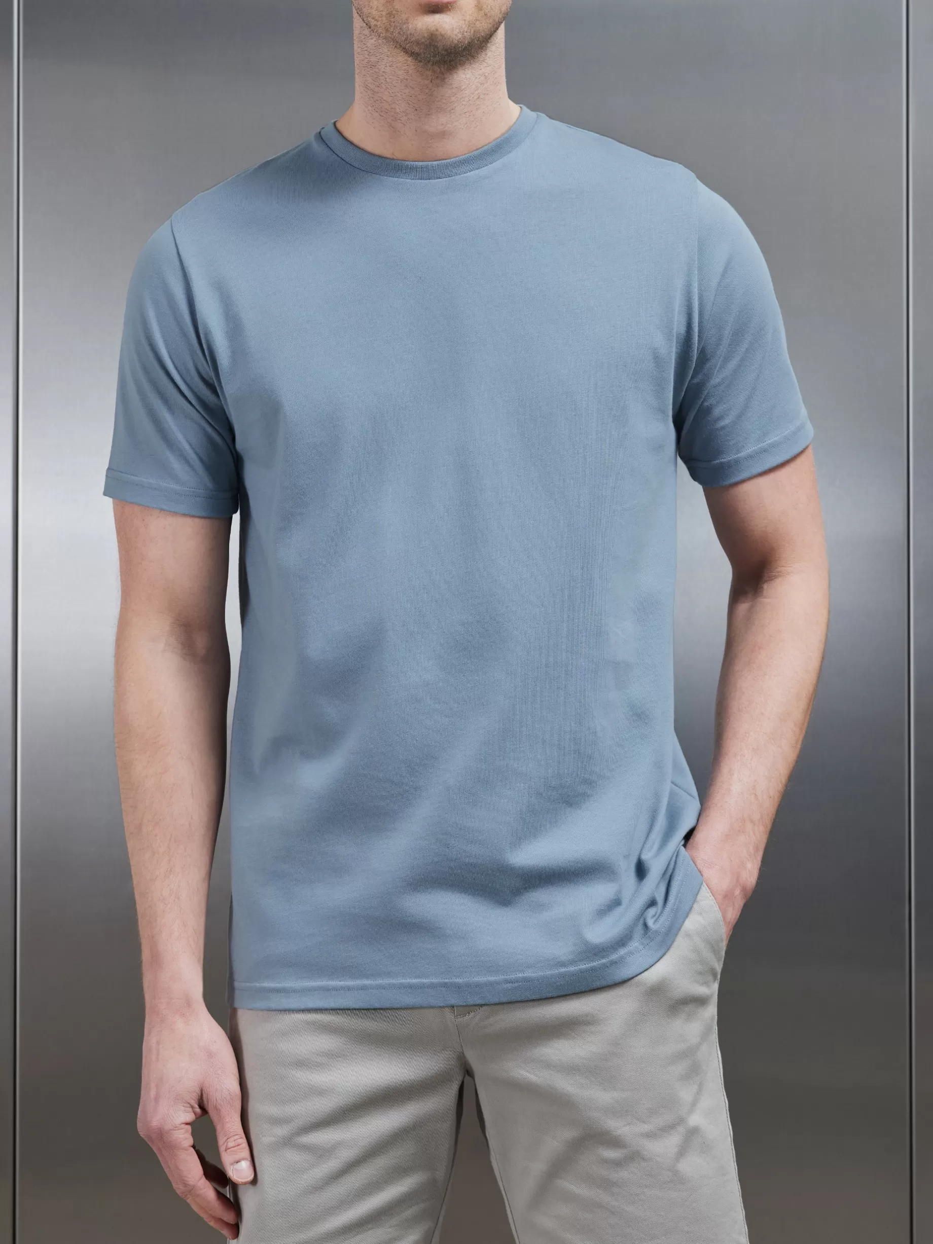 Best Sale ARNE Slim Fit Cotton T-Shirt - Light Blue LightBlue