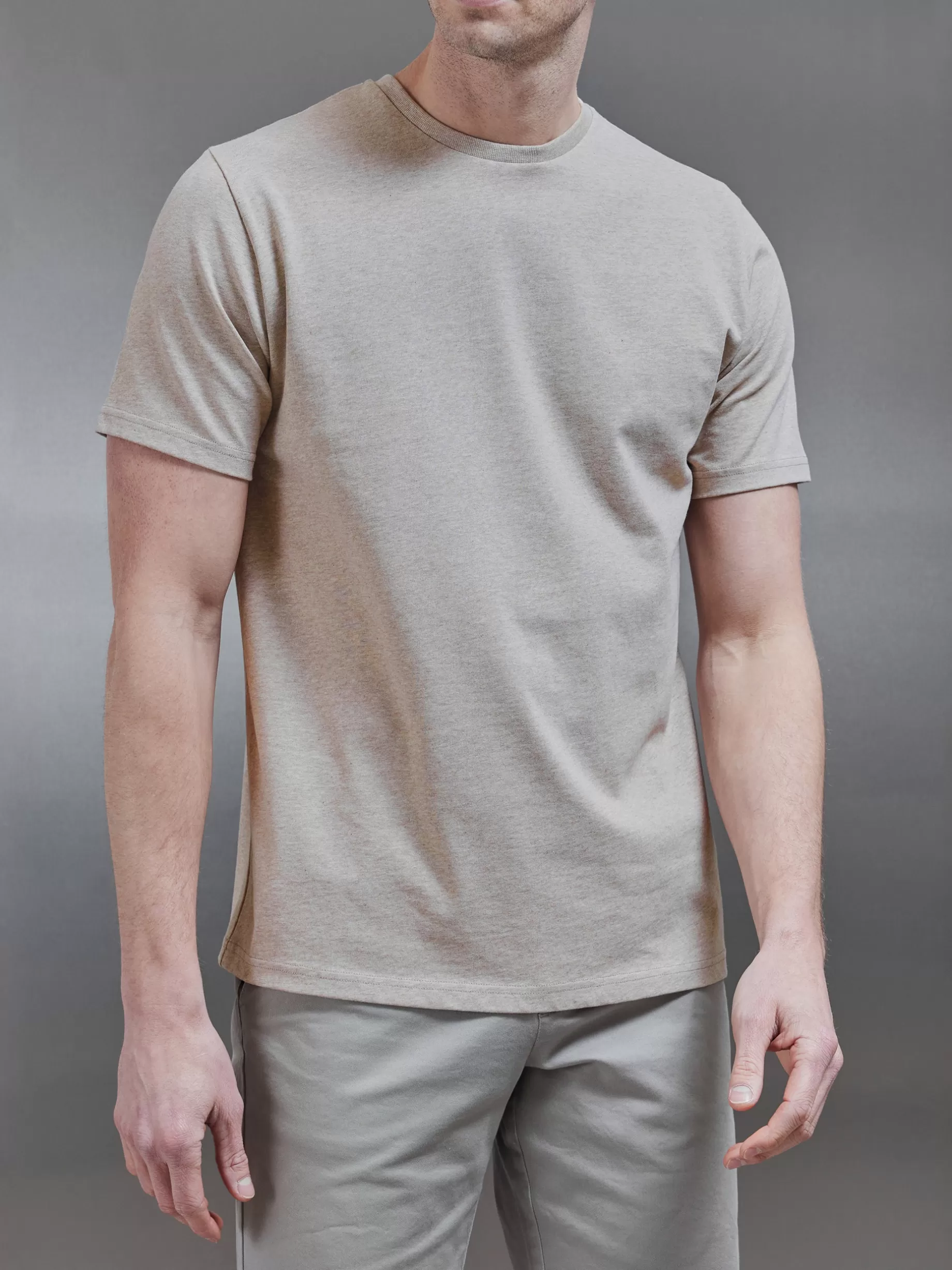 Outlet ARNE Slim Fit Cotton T-Shirt - Oatmeal