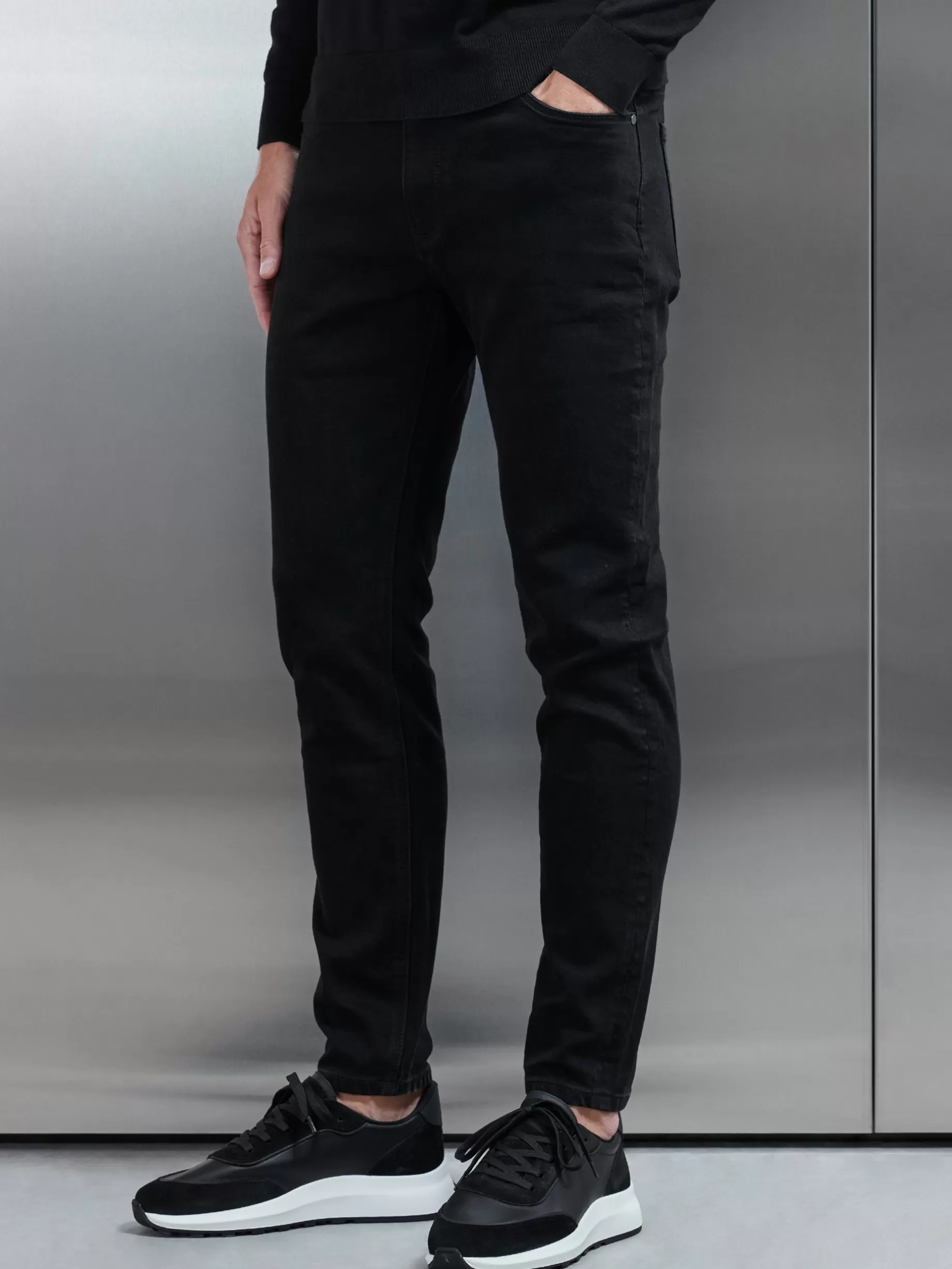 Discount ARNE Slim Fit Denim Jeans - Solid Black SolidBlack