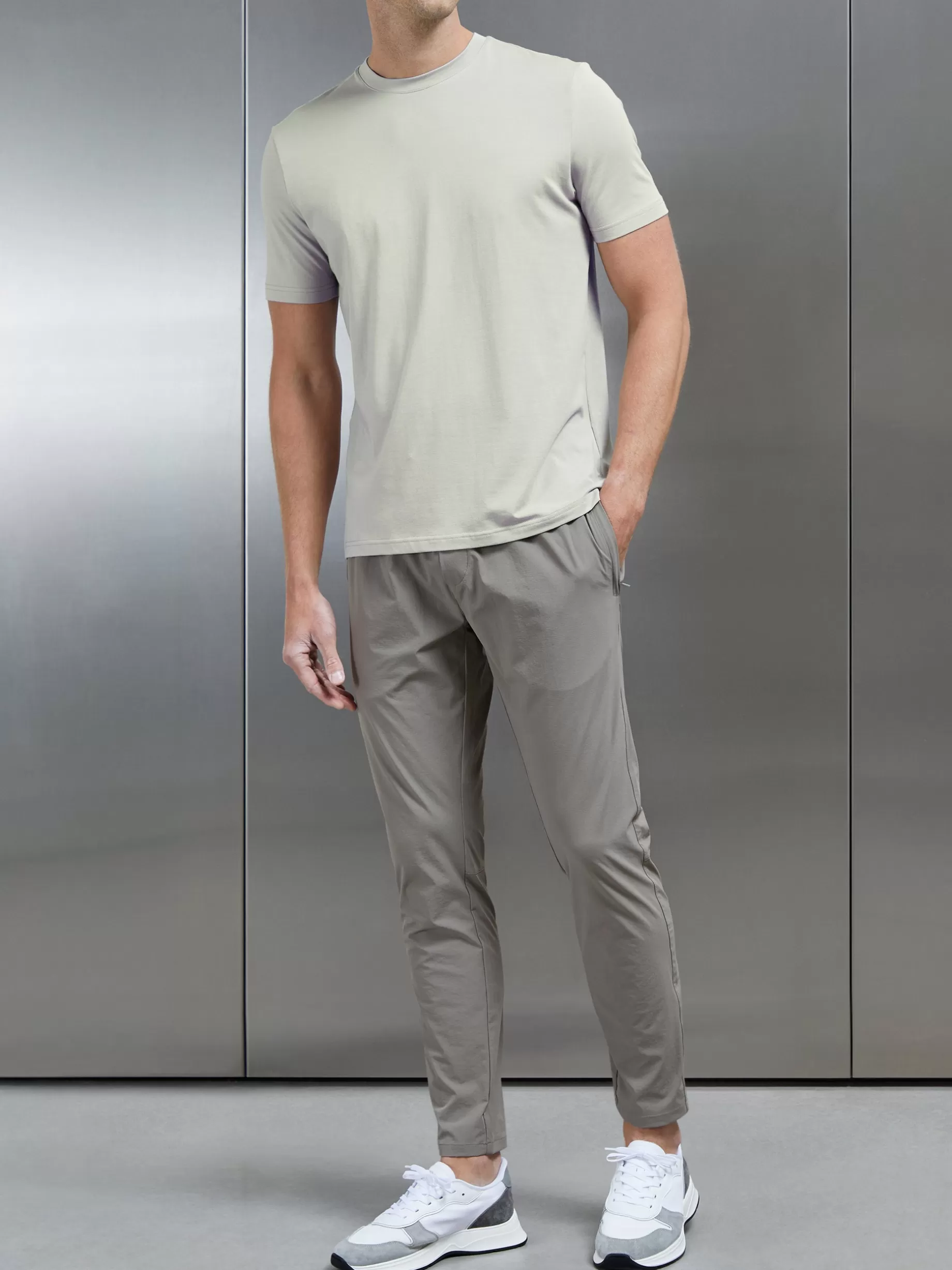 Outlet ARNE Stretch Cotton Modal T-Shirt - Stone