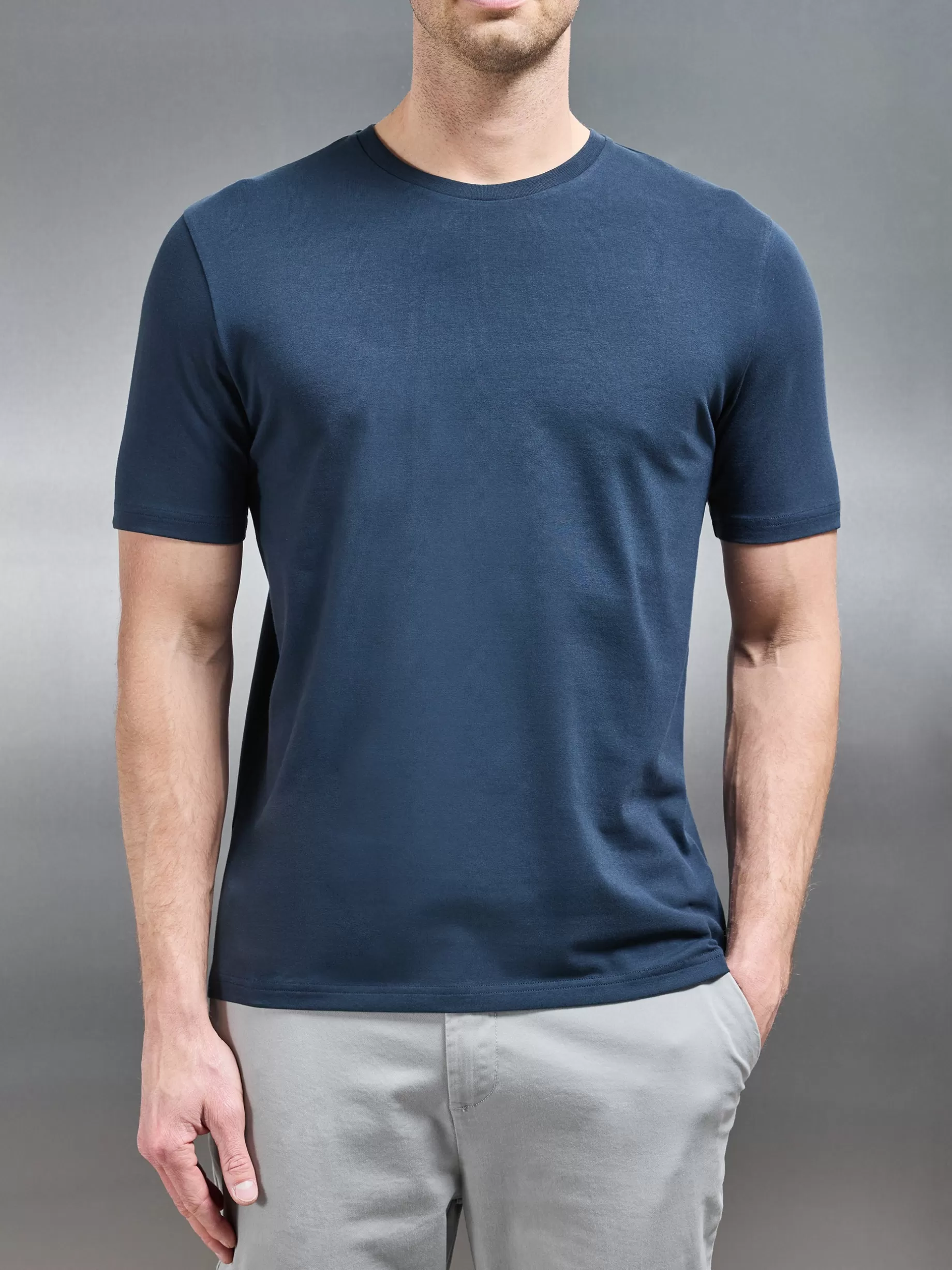 Online ARNE Stretch Slim Fit Cotton T-Shirt - Navy