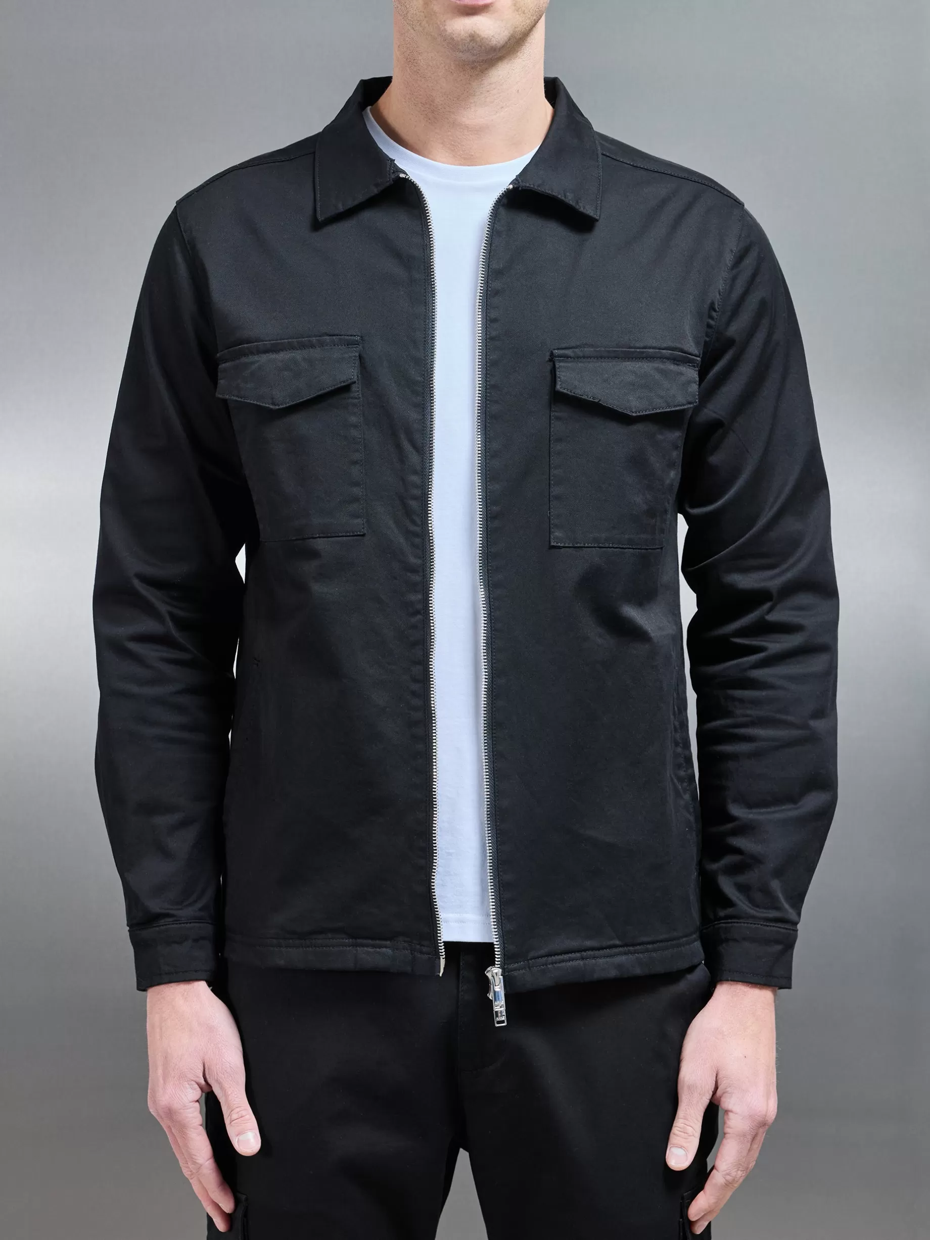 Best Sale ARNE Tailored Cotton Cargo Jacket - Black