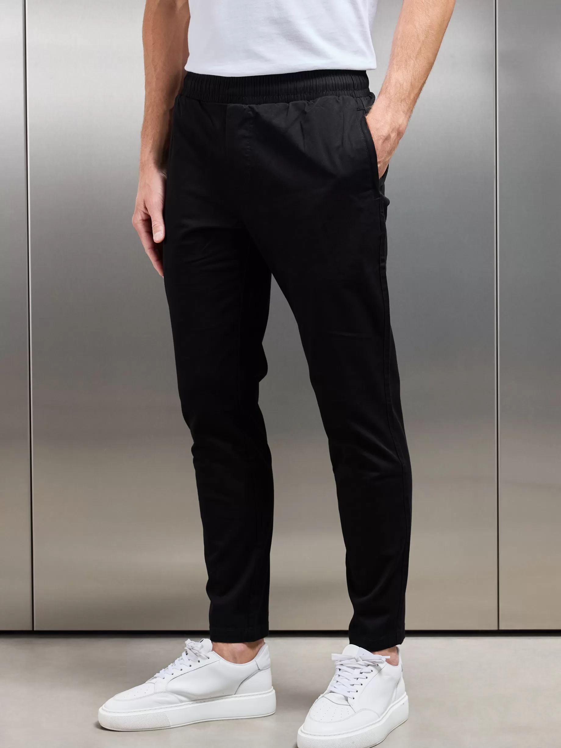 Cheap ARNE Tailored Drawstring Chino Trouser - Black