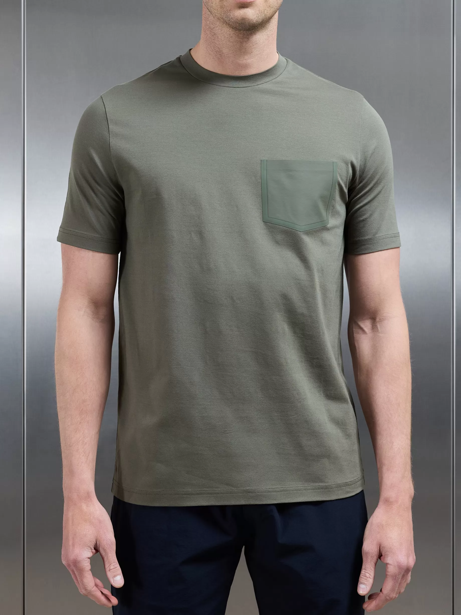 Cheap ARNE Technical Cotton Stretch Pocket T-Shirt - Sage