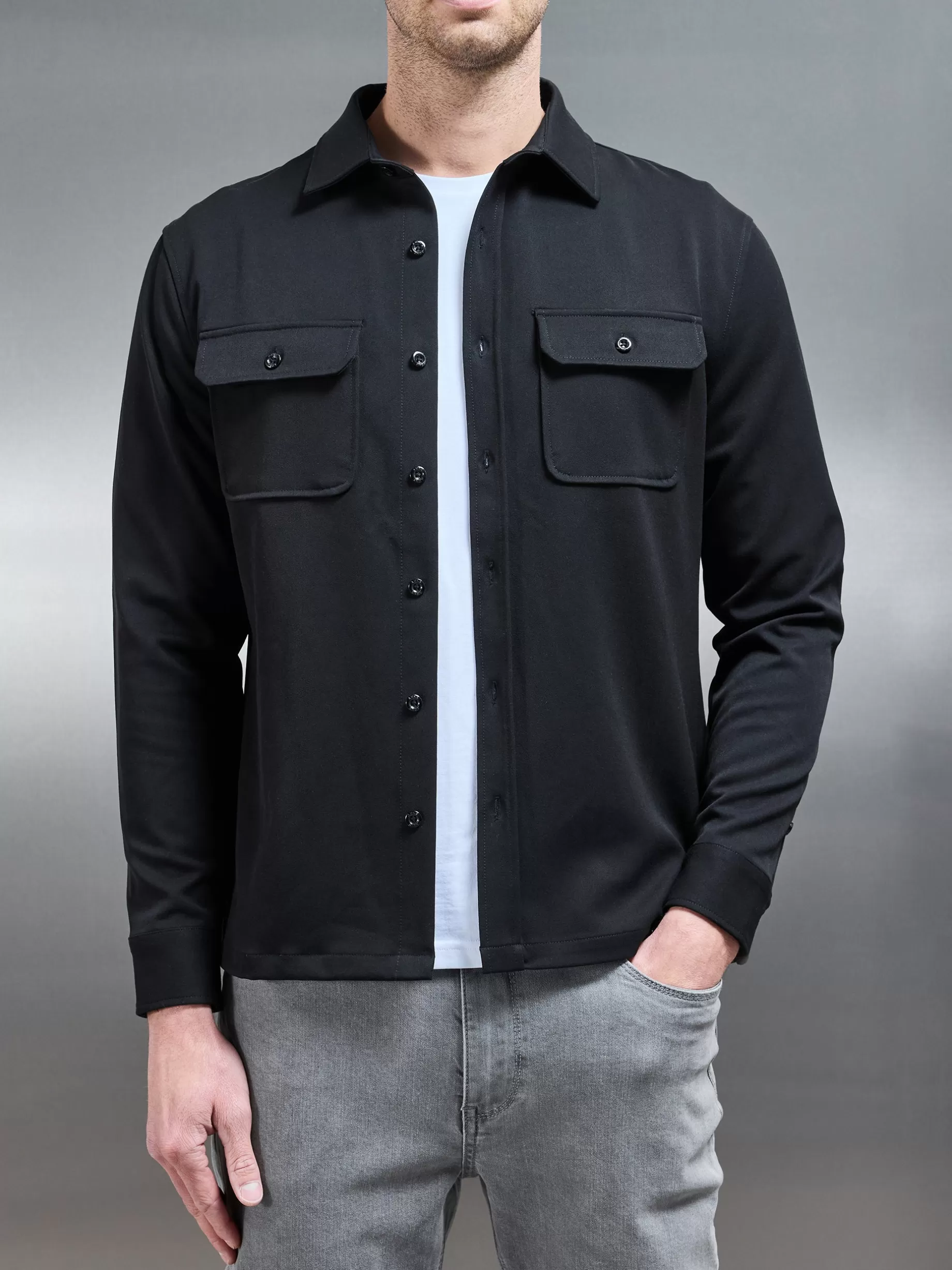 Online ARNE Textured Overshirt - Black