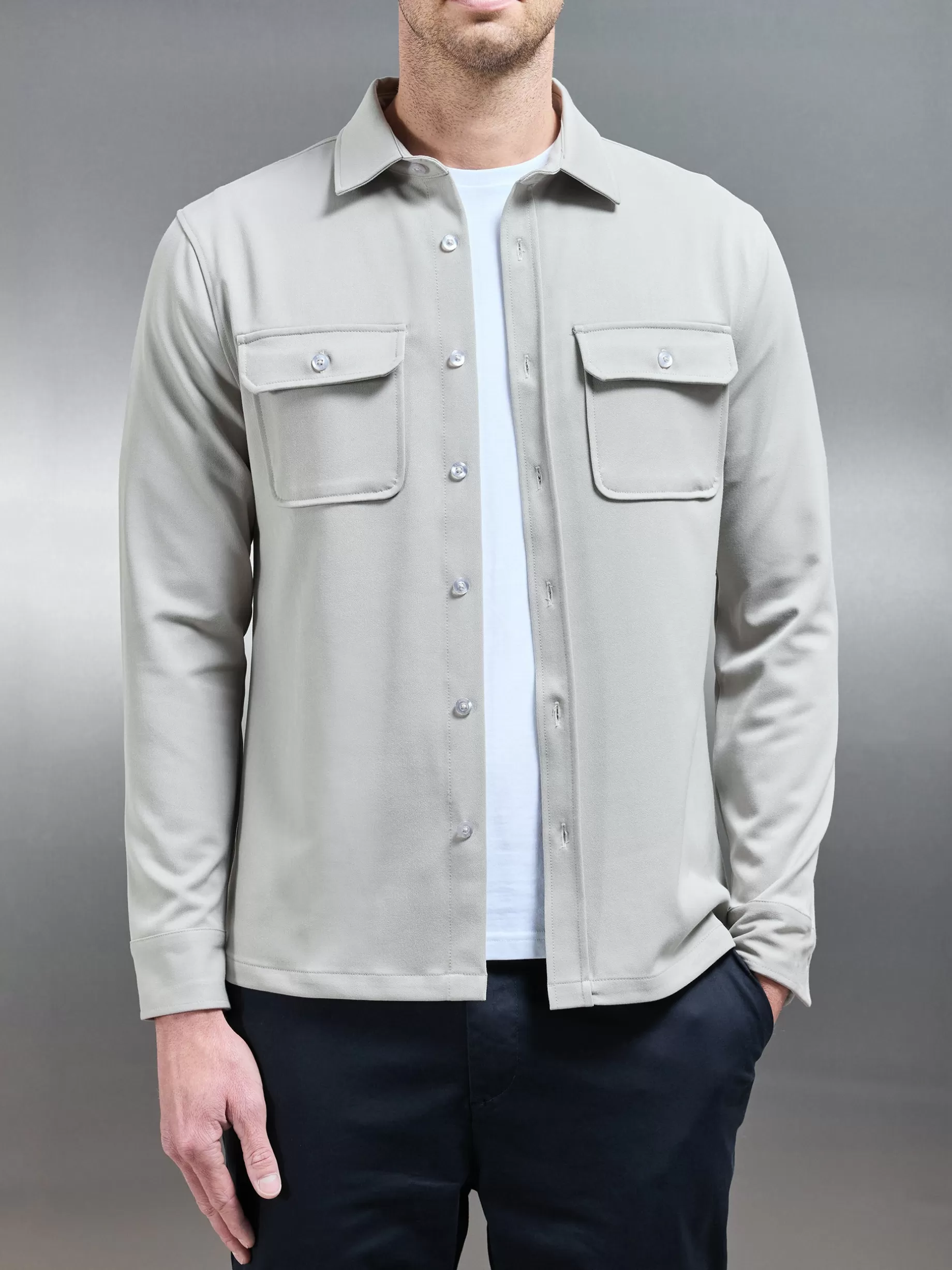 Shop ARNE Textured Overshirt - Stone