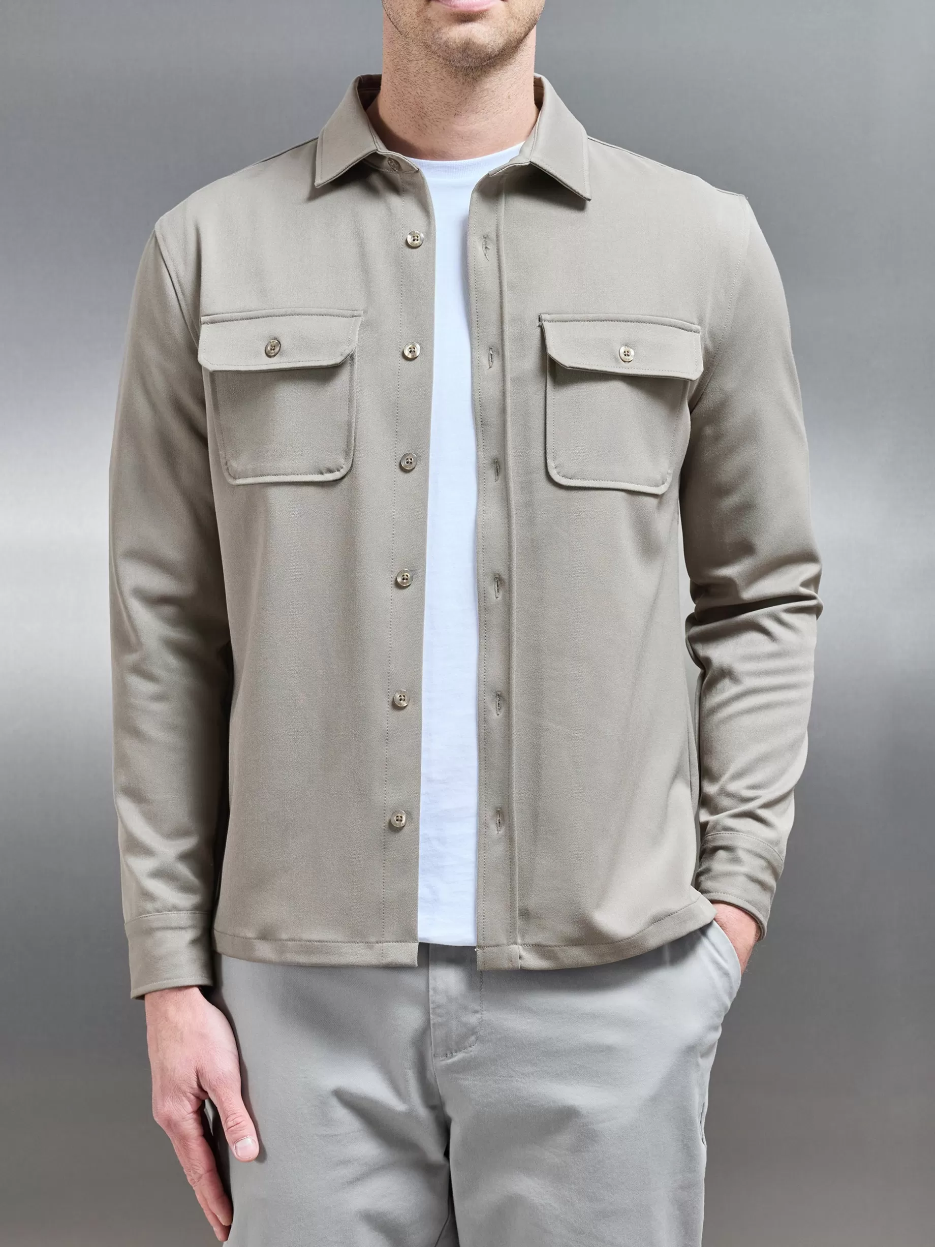 Best ARNE Textured Overshirt - Taupe