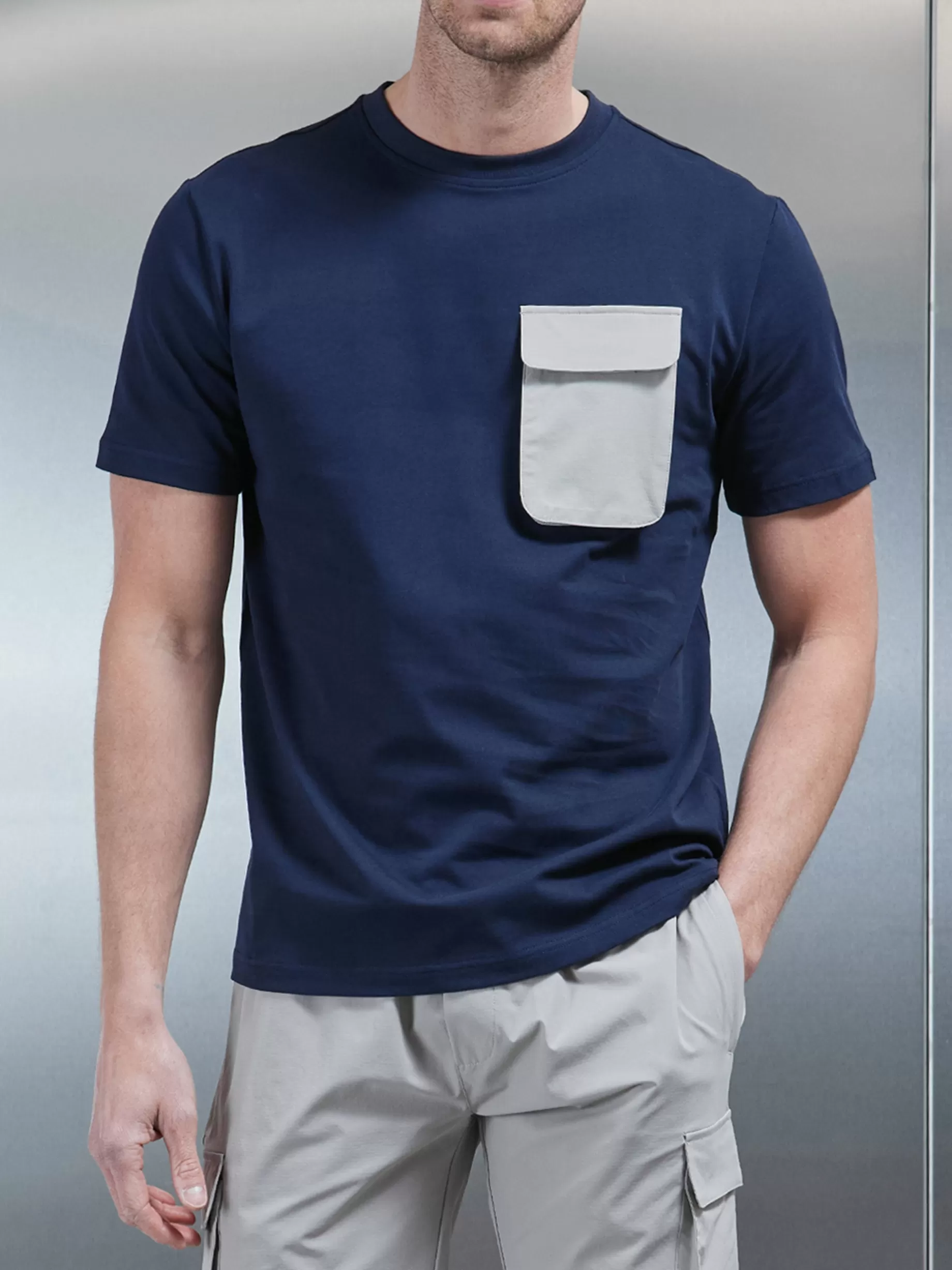 Outlet ARNE Utility Cargo T-shirt - Navy Stone NavyStone