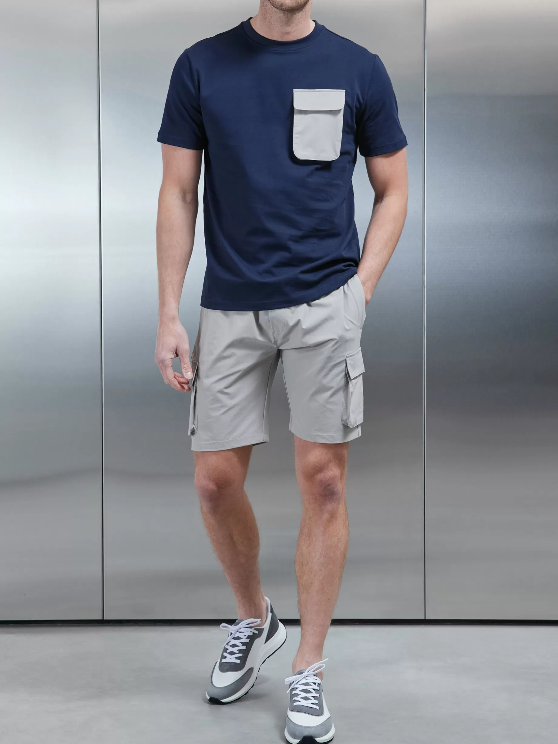 Outlet ARNE Utility Cargo T-shirt - Navy Stone NavyStone