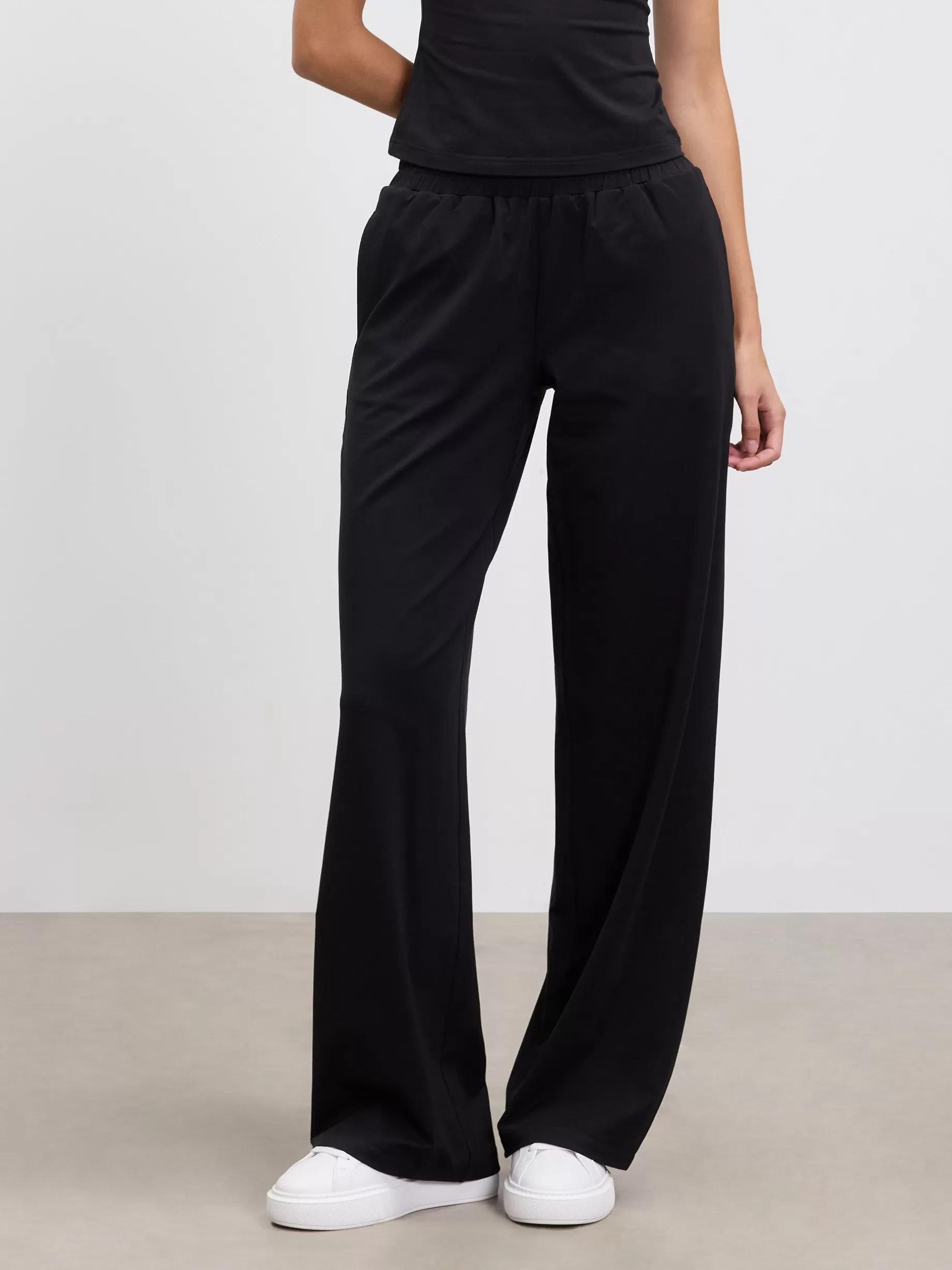 Outlet ARNE Womens Cotton Modal Wide Leg Pull On Trouser - Black