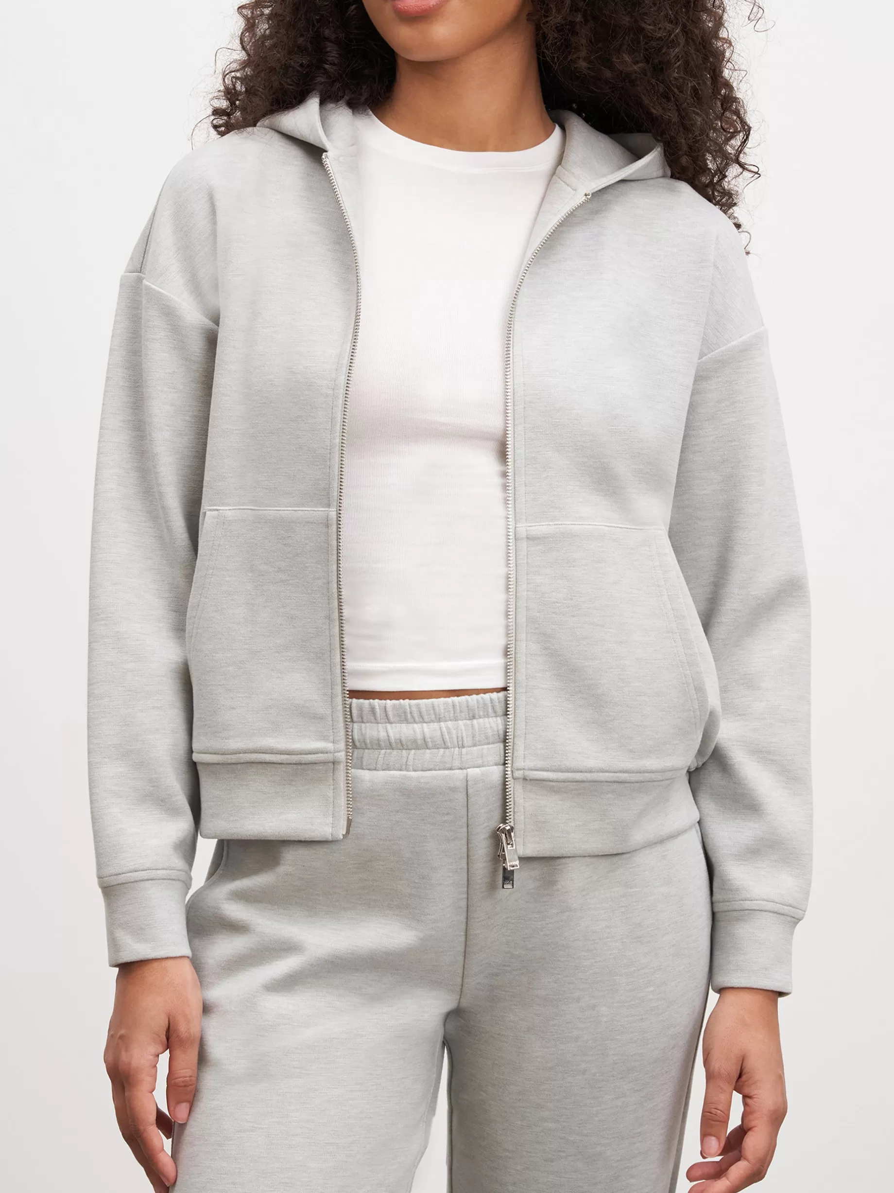 Store ARNE Womens Knitted Relaxed Zip Hoodie - Marl Grey MarlGrey