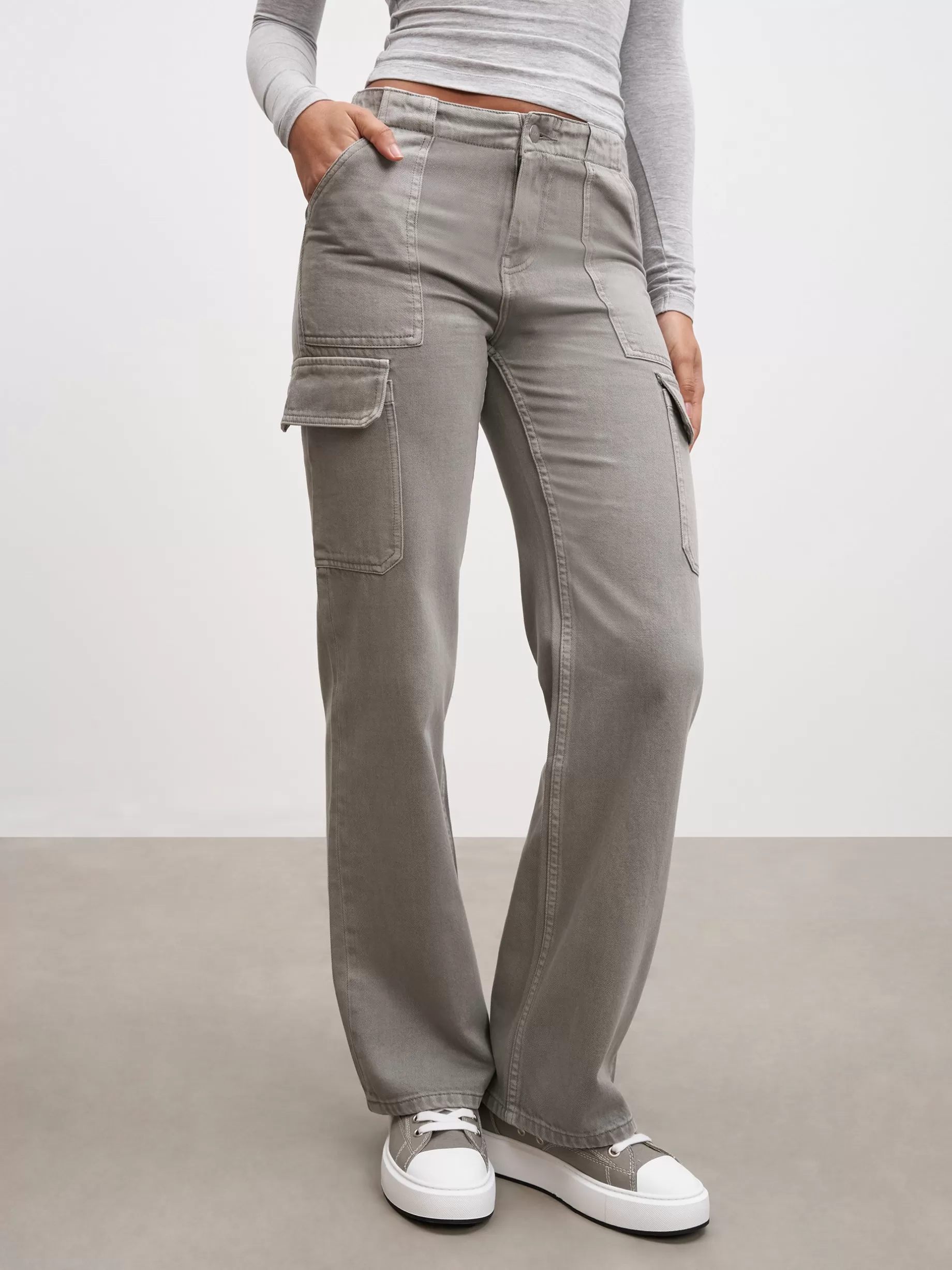 Fashion ARNE Womens Mid Rise Cargo Pant - Grey