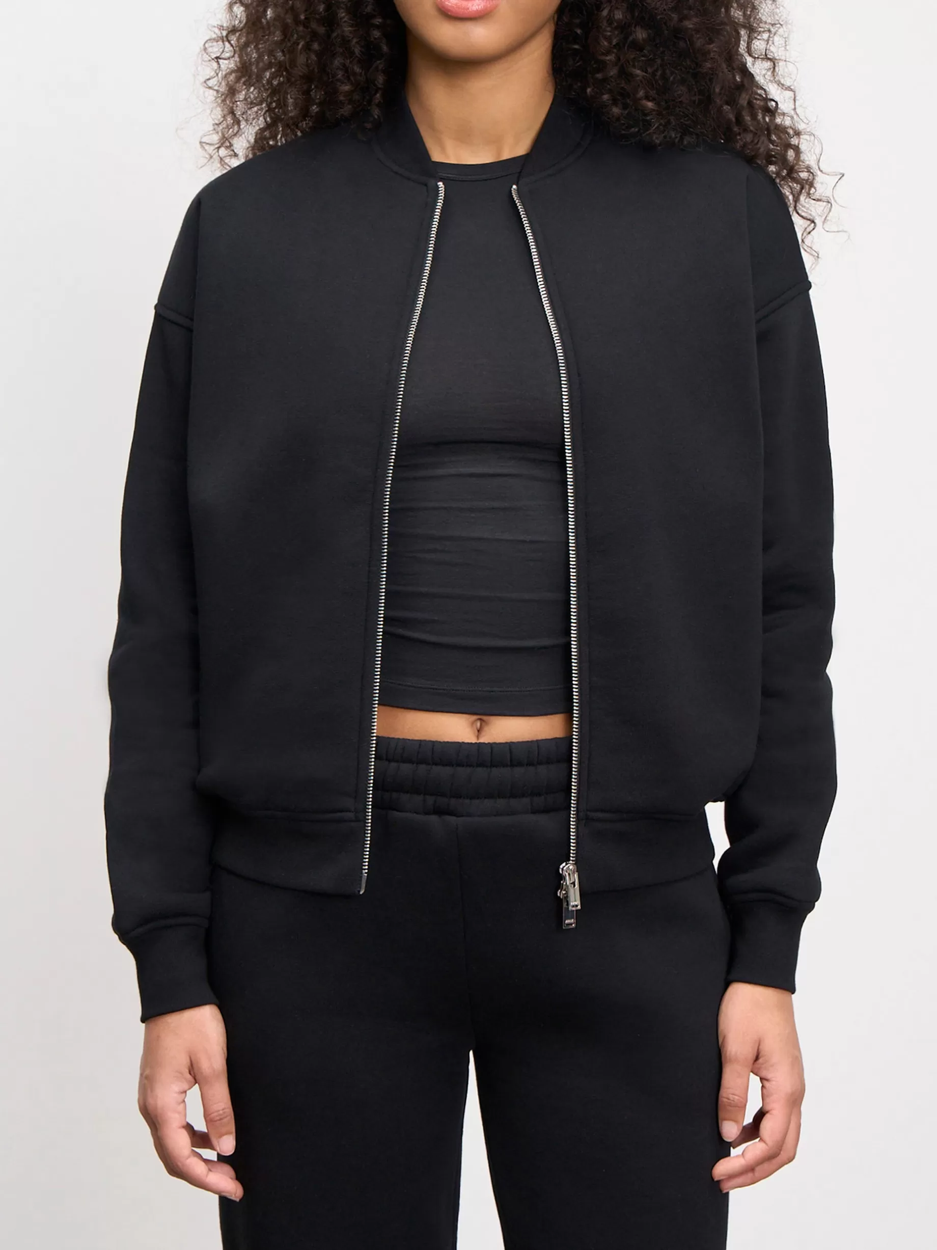 Cheap ARNE Womens Neoprene Bomber Jacket - Black