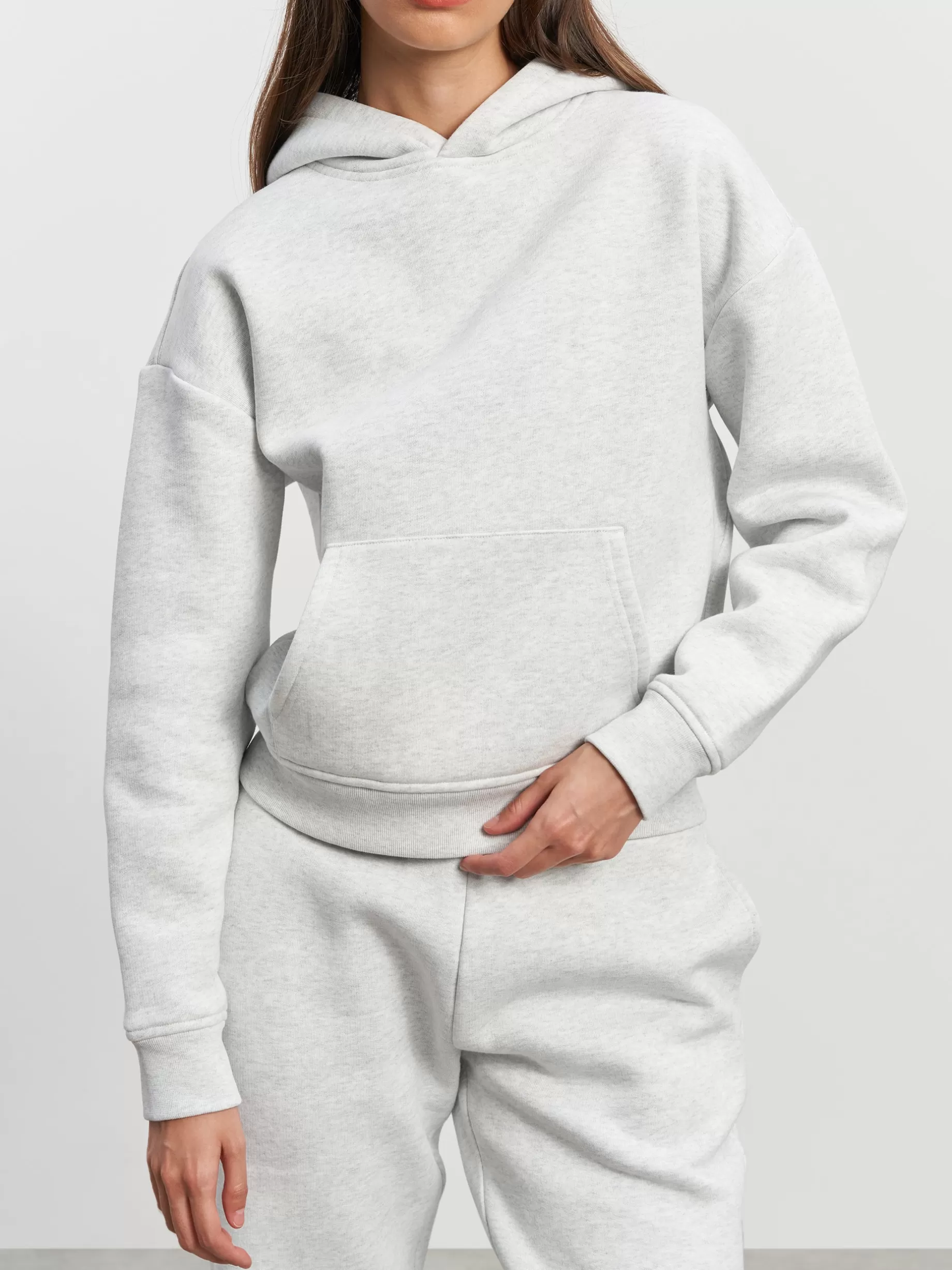 Cheap ARNE Womens Relaxed Hoodie - Marl Grey MarlGrey