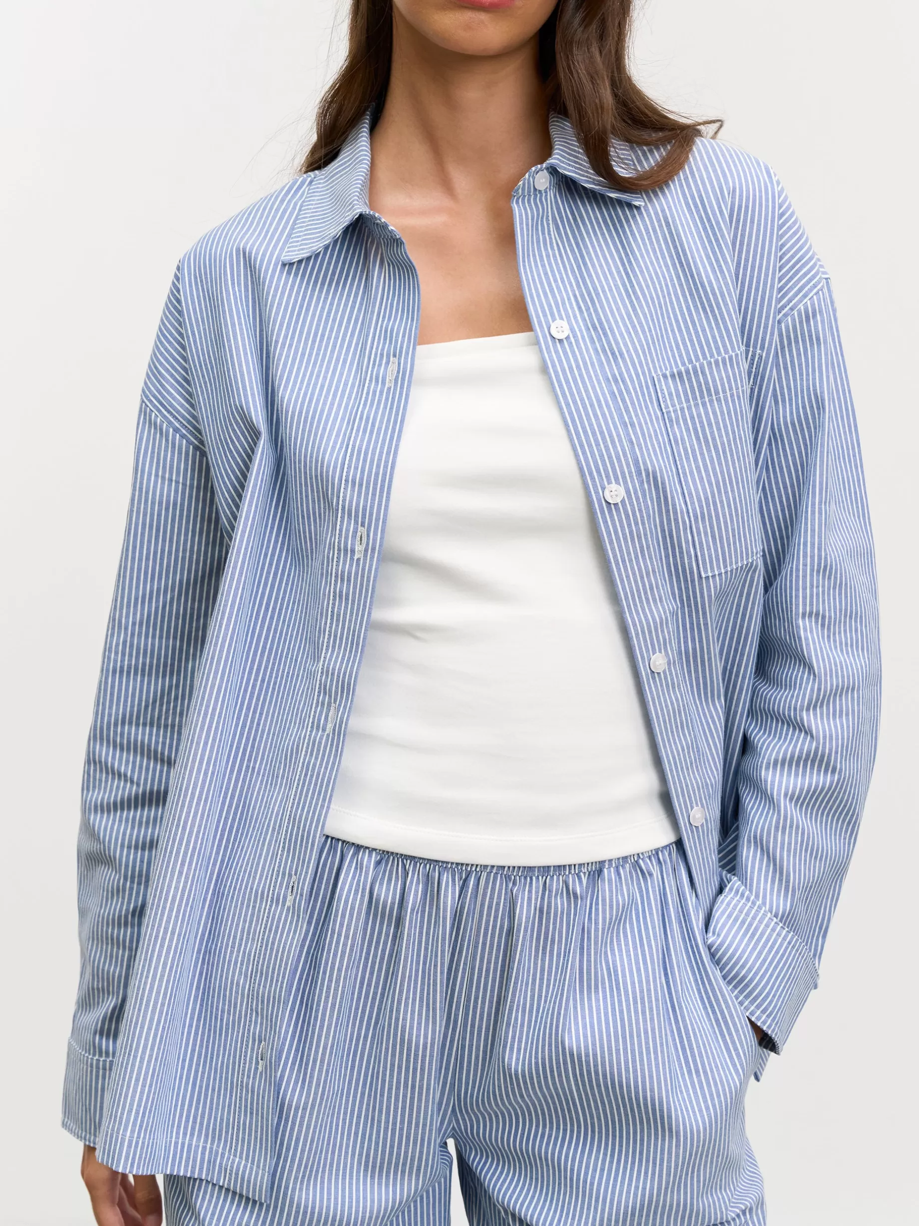 Online ARNE Womens Relaxed Stripe Cotton Shirt - Blue