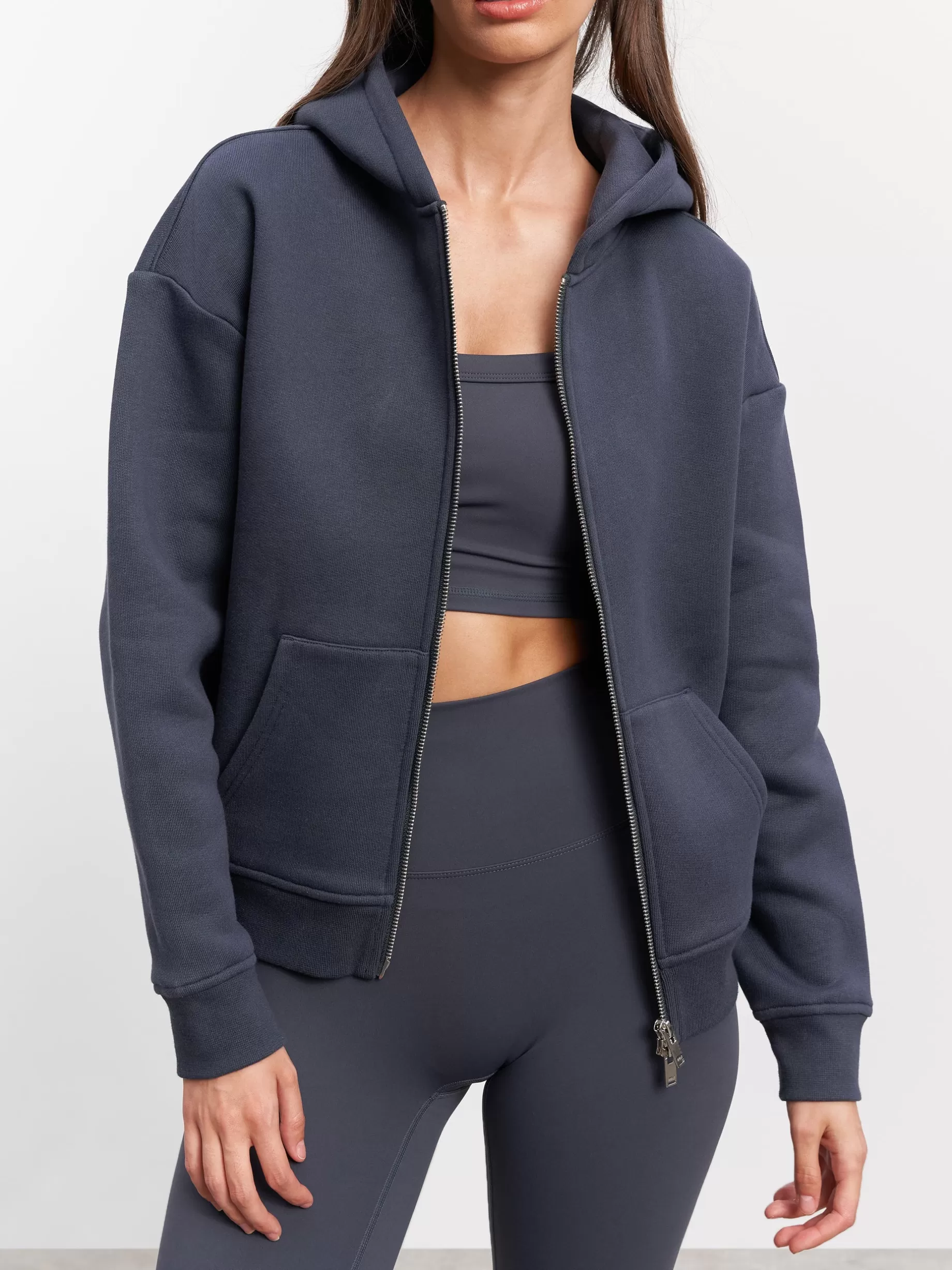 New ARNE Womens Relaxed Zip Hoodie - Slate Blue SlateBlue