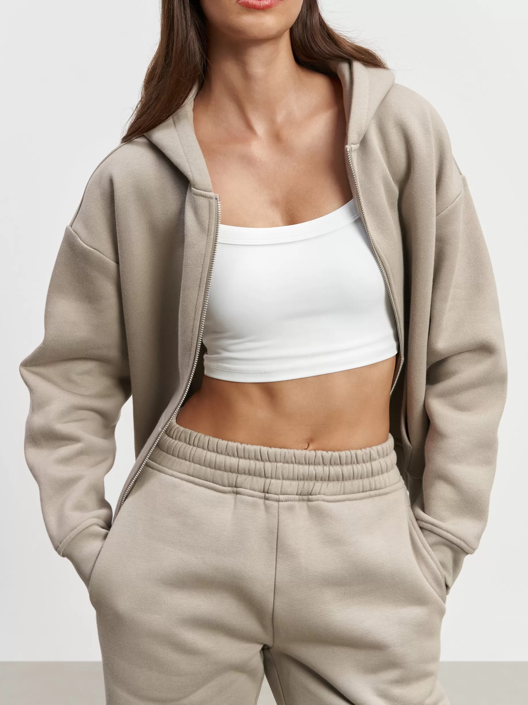 Best Sale ARNE Womens Relaxed Zip Hoodie - Stone