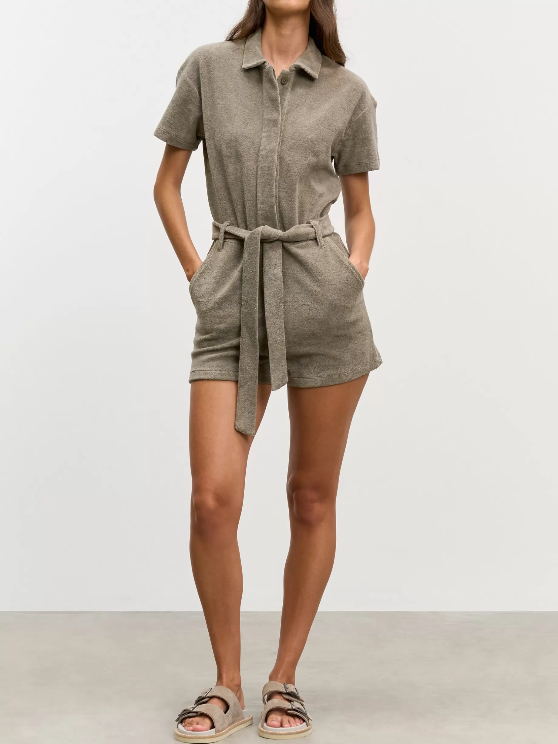 Flash Sale ARNE Womens Towelling Playsuit - Taupe