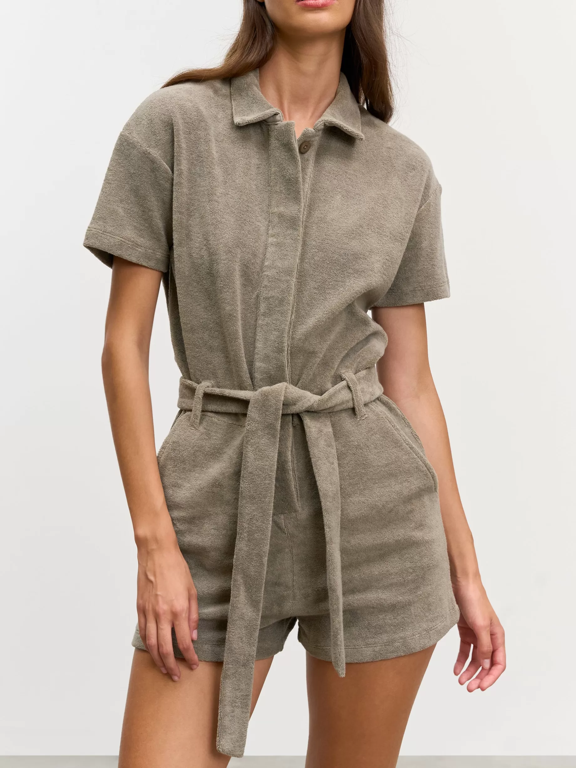 Flash Sale ARNE Womens Towelling Playsuit - Taupe